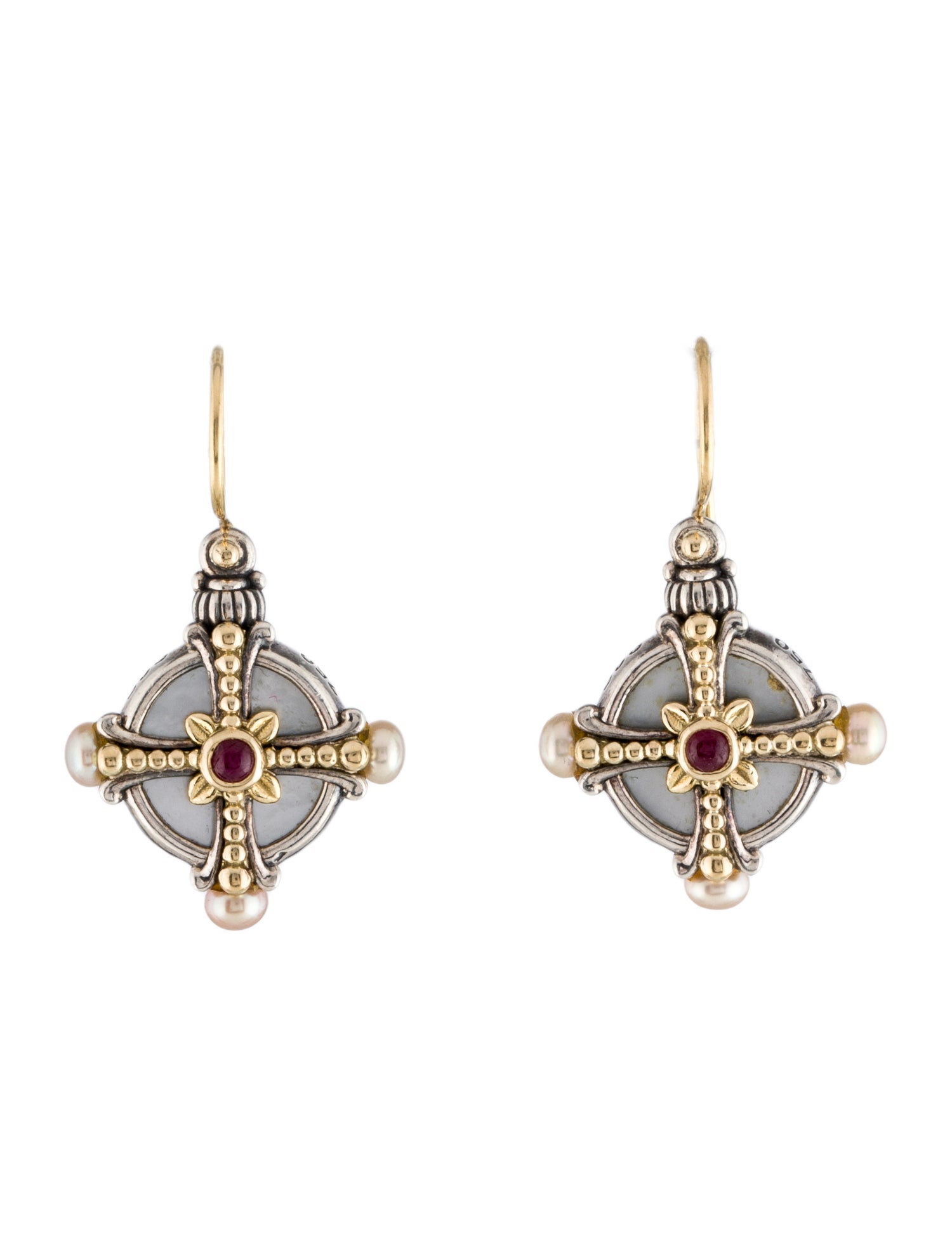 Konstantino Pearl, Mother of Pearl, & Ruby Hestia Drop Earrings