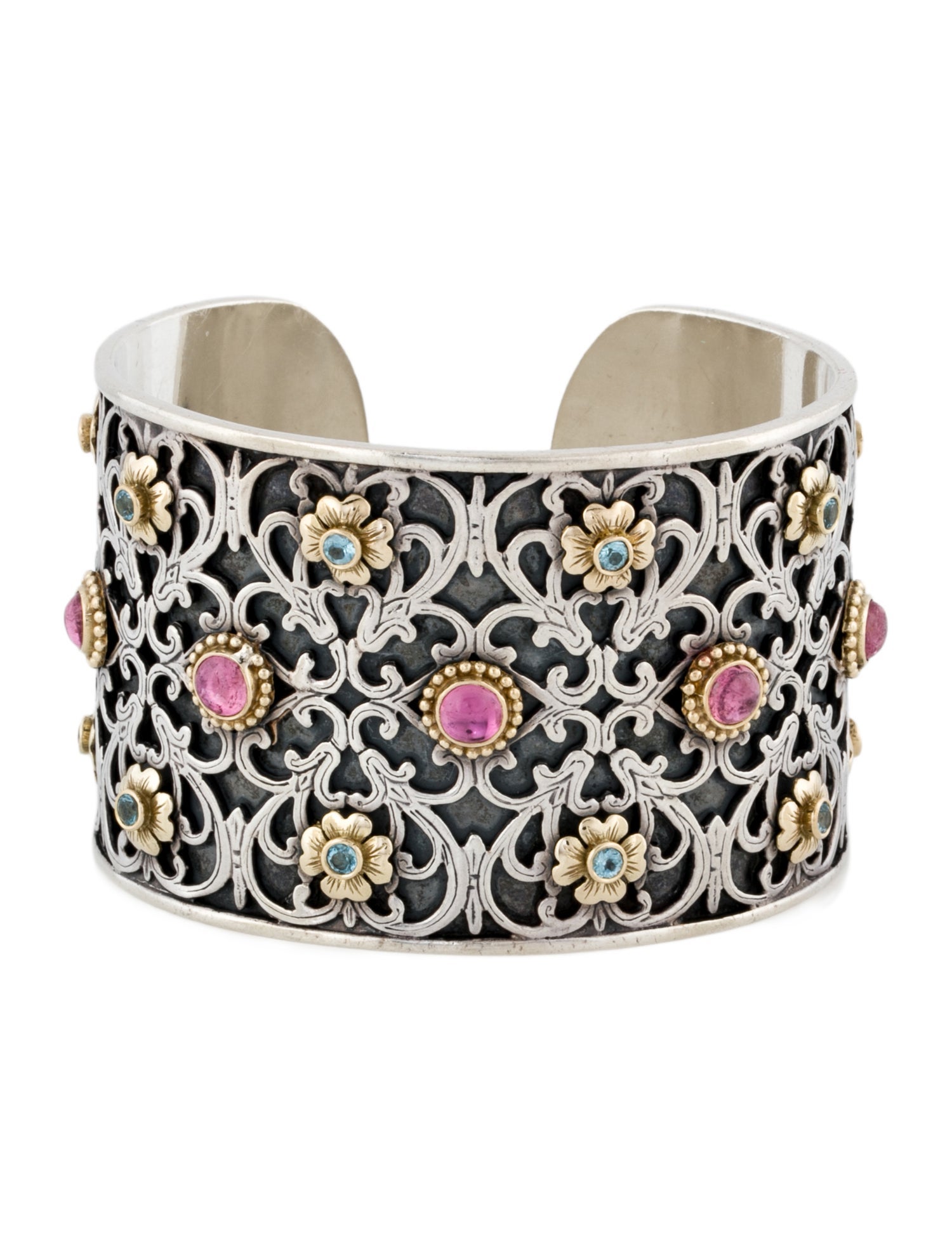 Konstantino Topaz & Tourmaline Filigree Cuff Bracelet