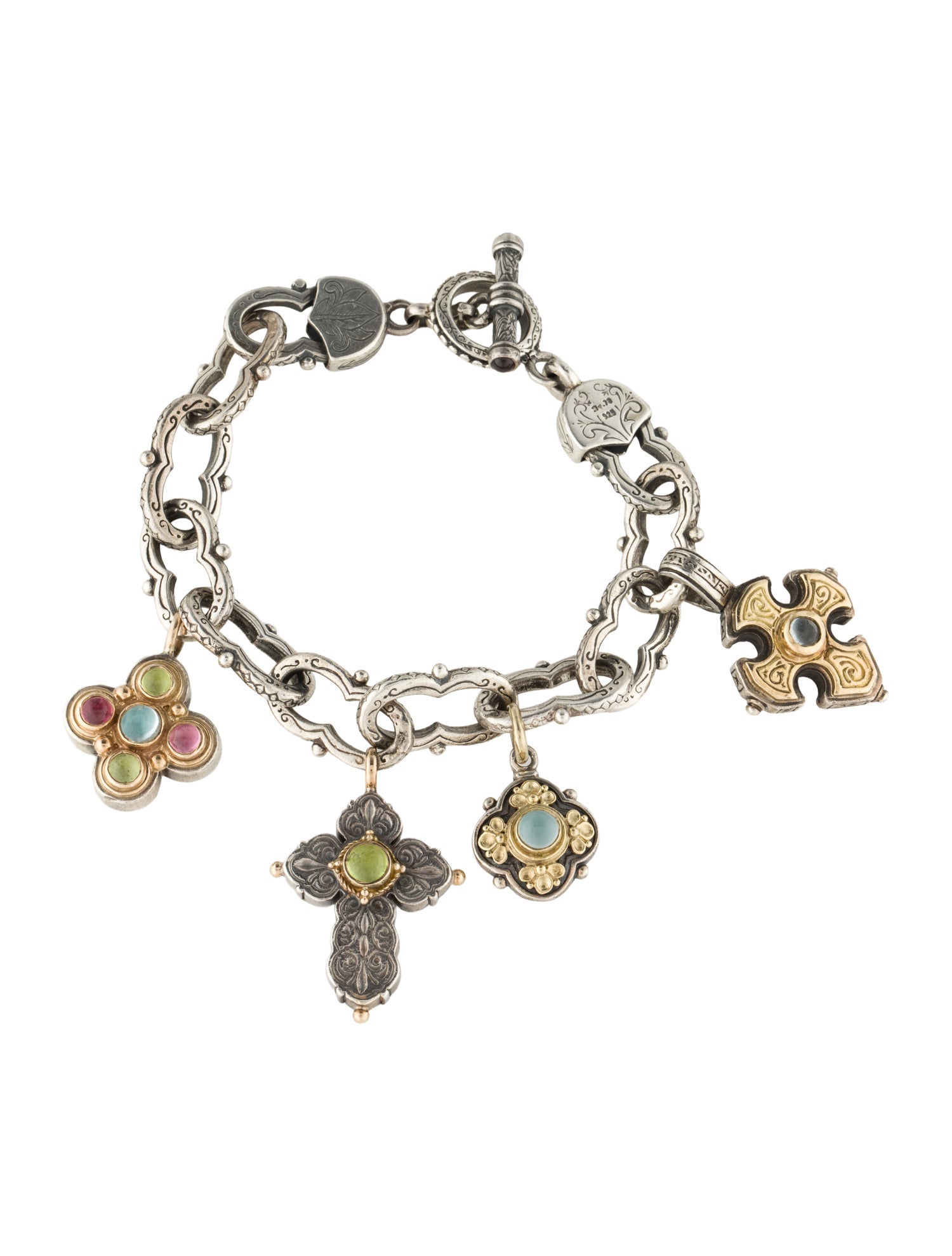 Konstantino Aquamarine, Peridot, & Tourmaline Charm Bracelet