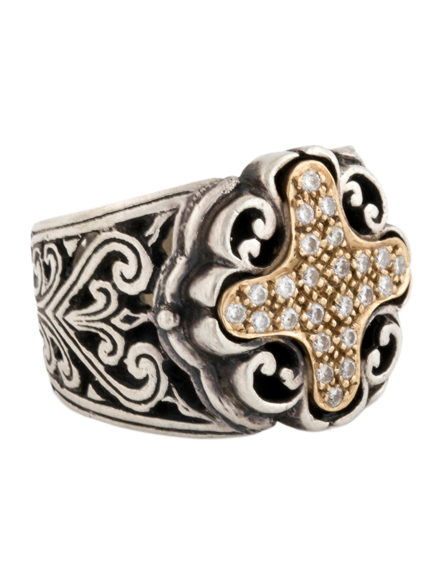 Konstantino Diamond Cross Band Ring