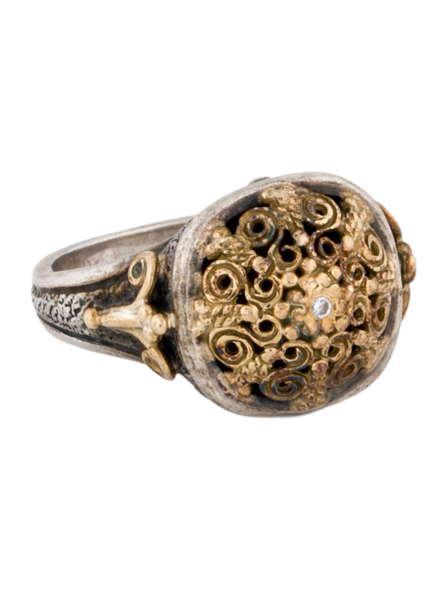Konstantino Two-Tone Diamond Scroll Ring