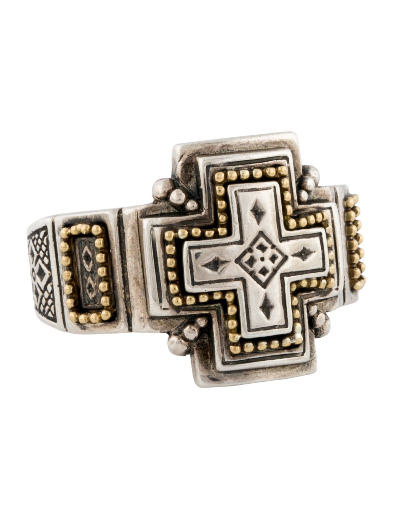 Konstantino Two-Tone Cross Ring