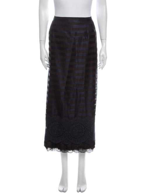 Koos Van Den Akker Silk Midi Length Skirt Blue