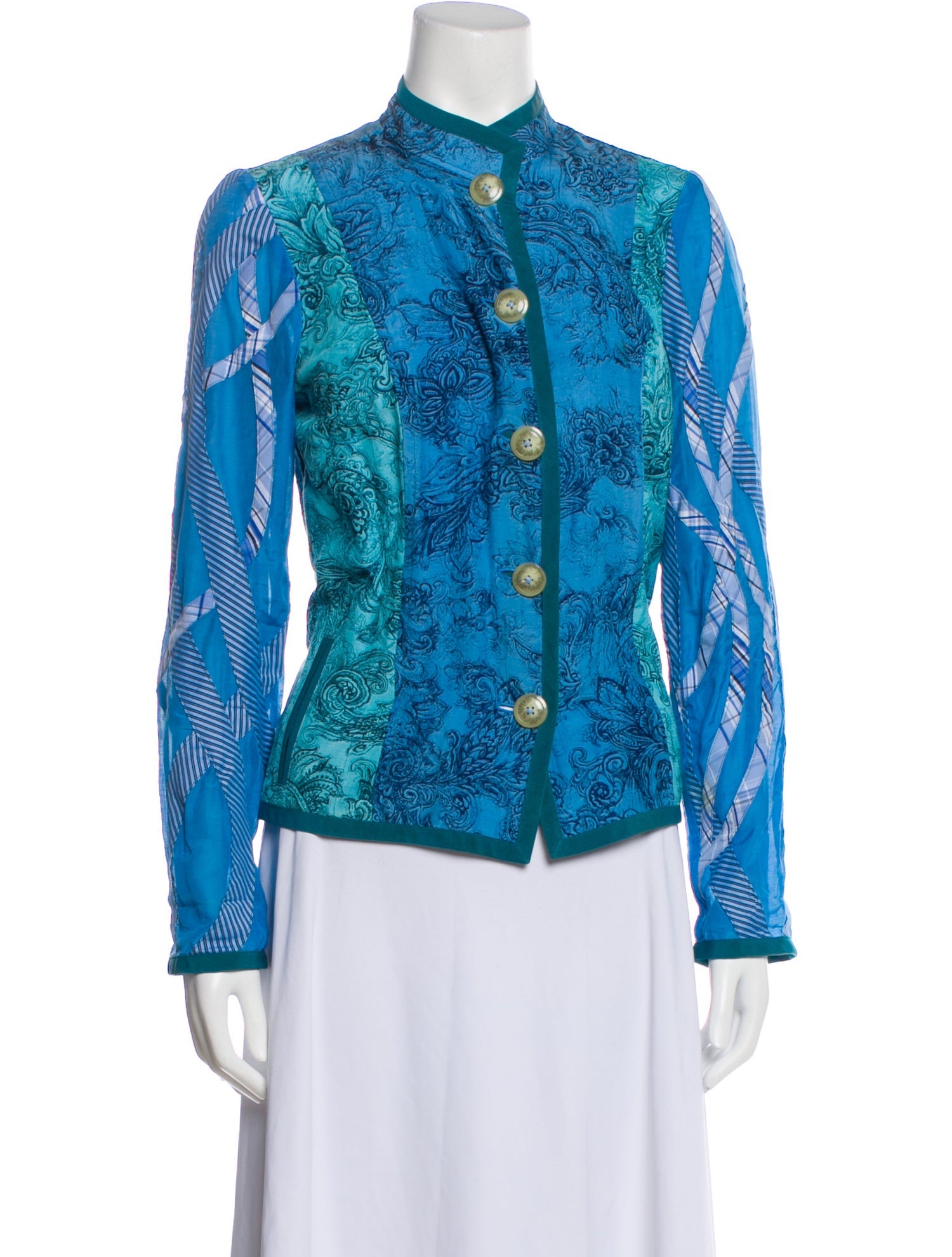 Koos Van Den Akker Printed Mock Neck Button-Up Top