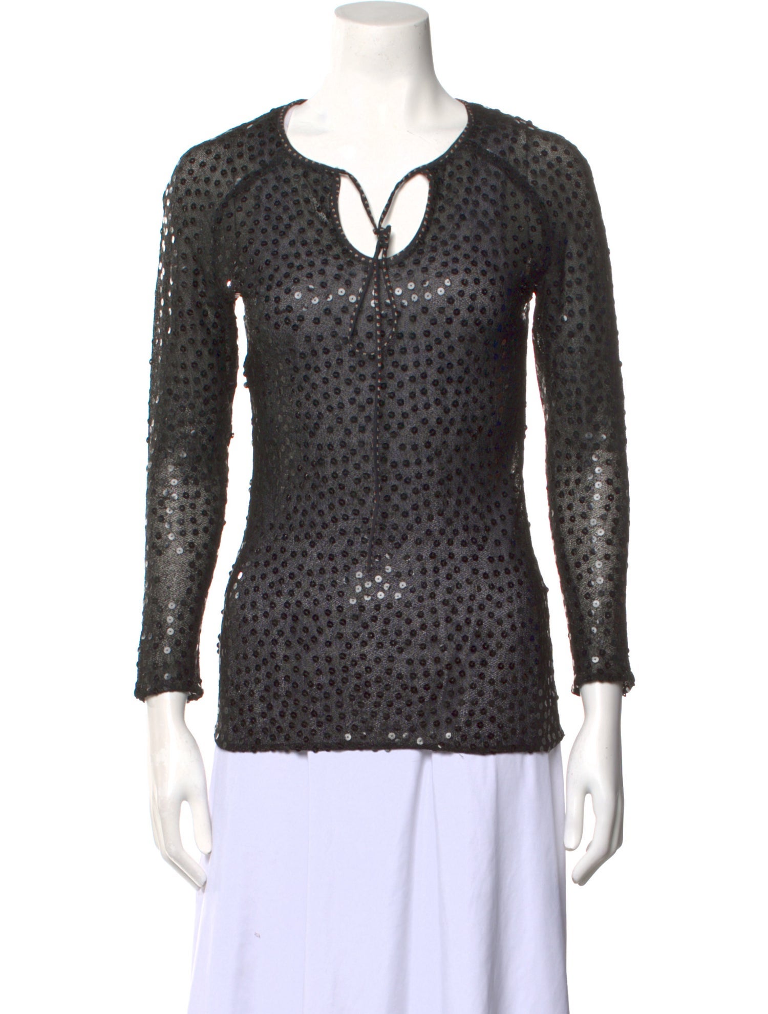 Koos Van Den Akker Polka Dot Print Tie Neck Top