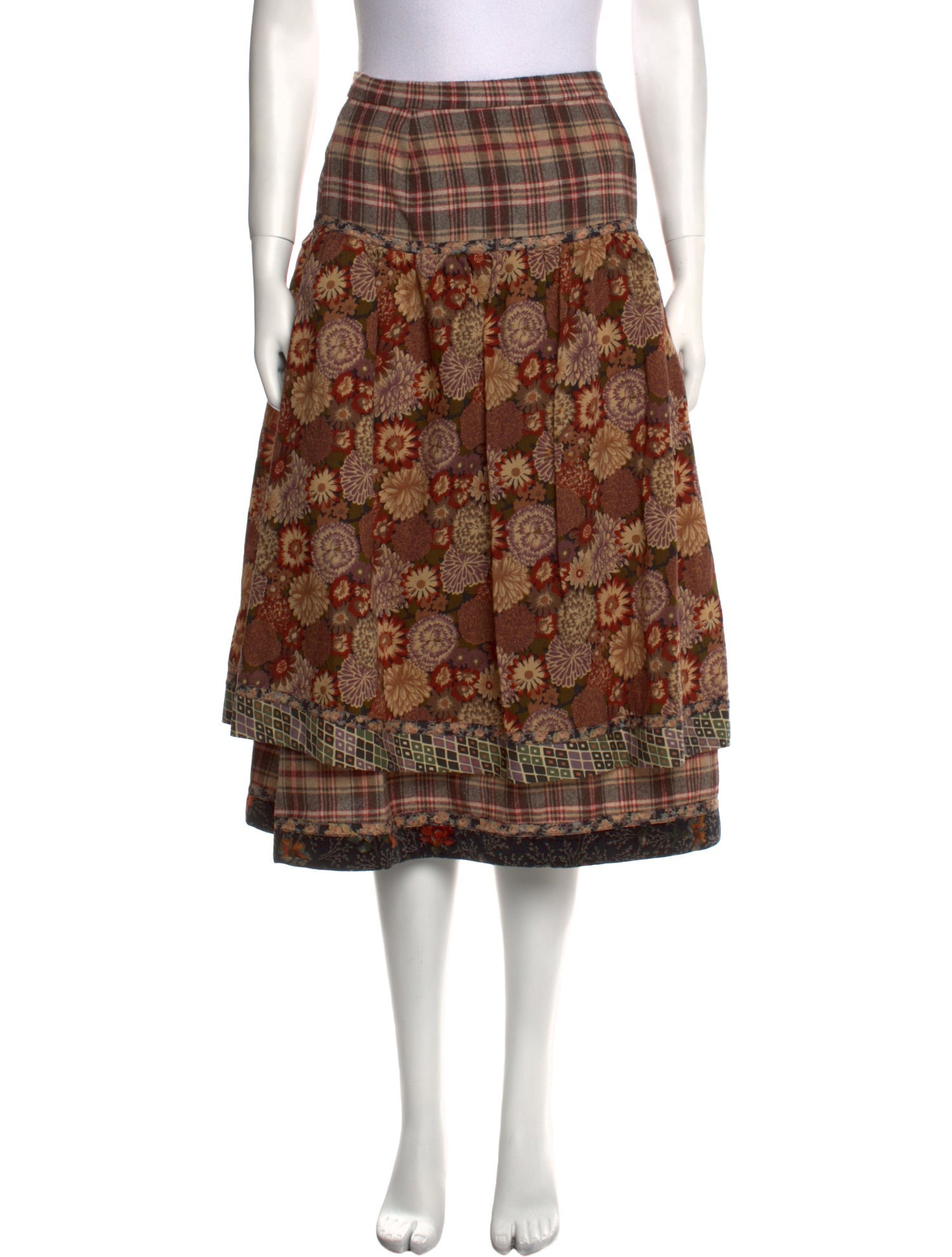 Koos Van Den Akker Floral Print Midi Length Skirt