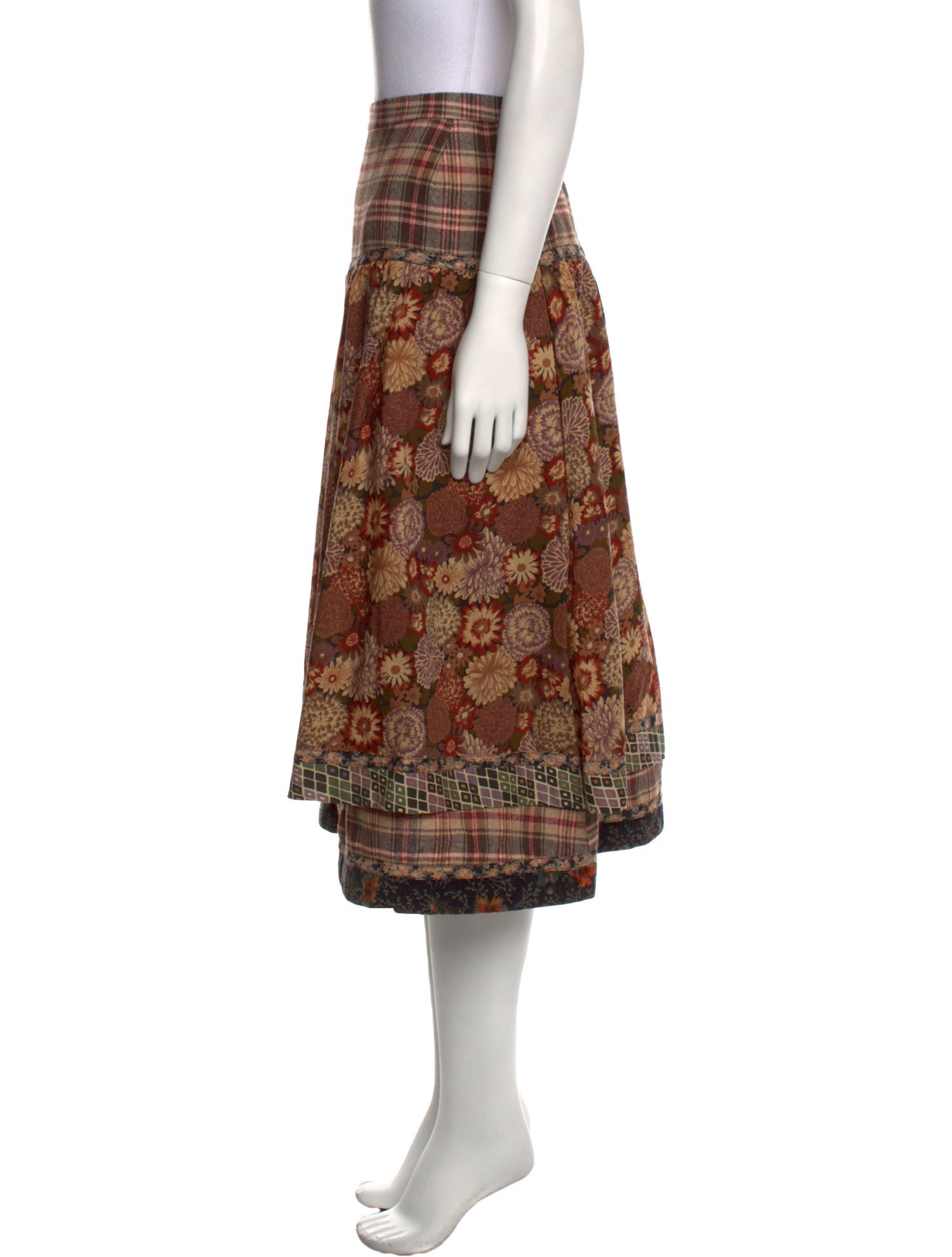 Koos Van Den Akker Floral Print Midi Length Skirt