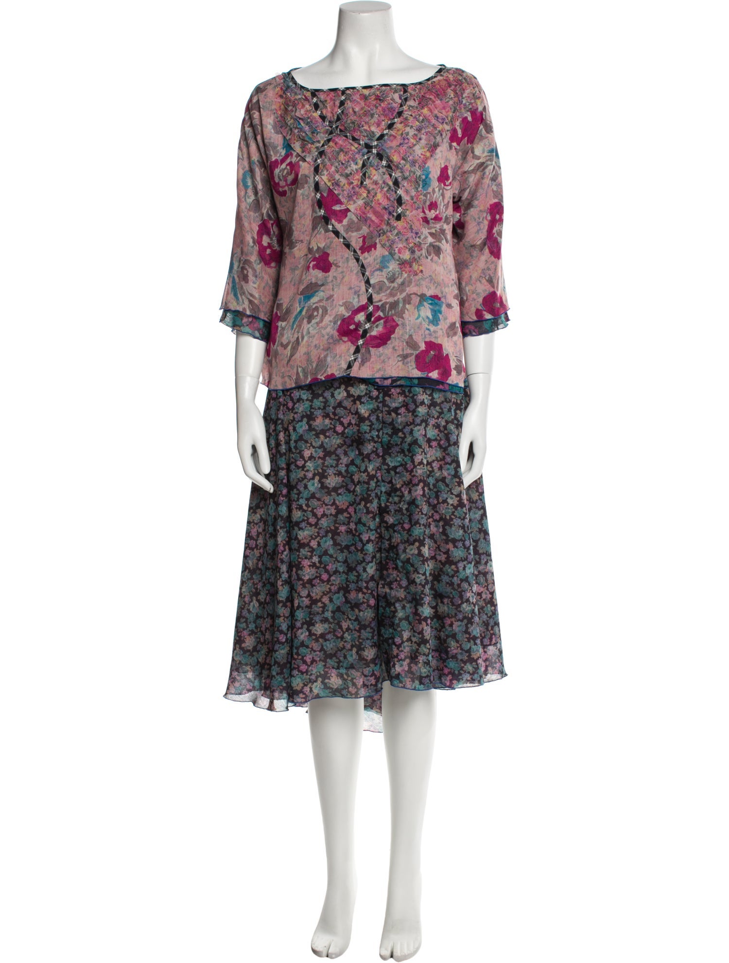 Koos Van Den Akker Wool Printed Skirt Suit