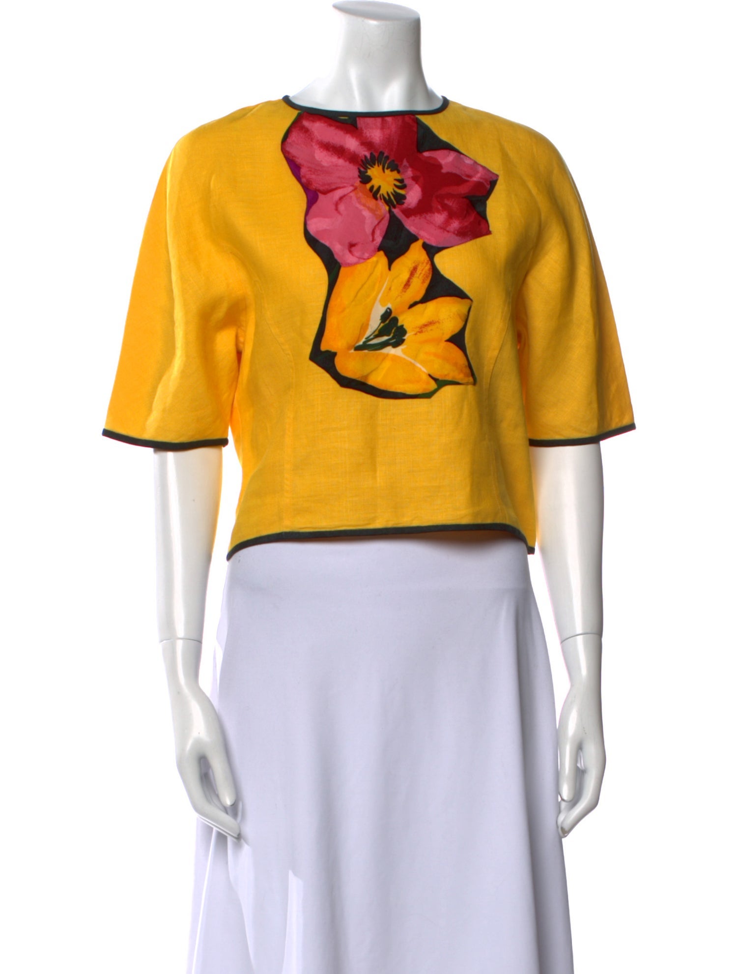 Koos Van Den Akker Graphic Print Bateau Neckline Crop Top