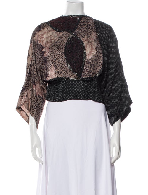 Koos Van Den Akker Printed Bateau Neckline Crop Top