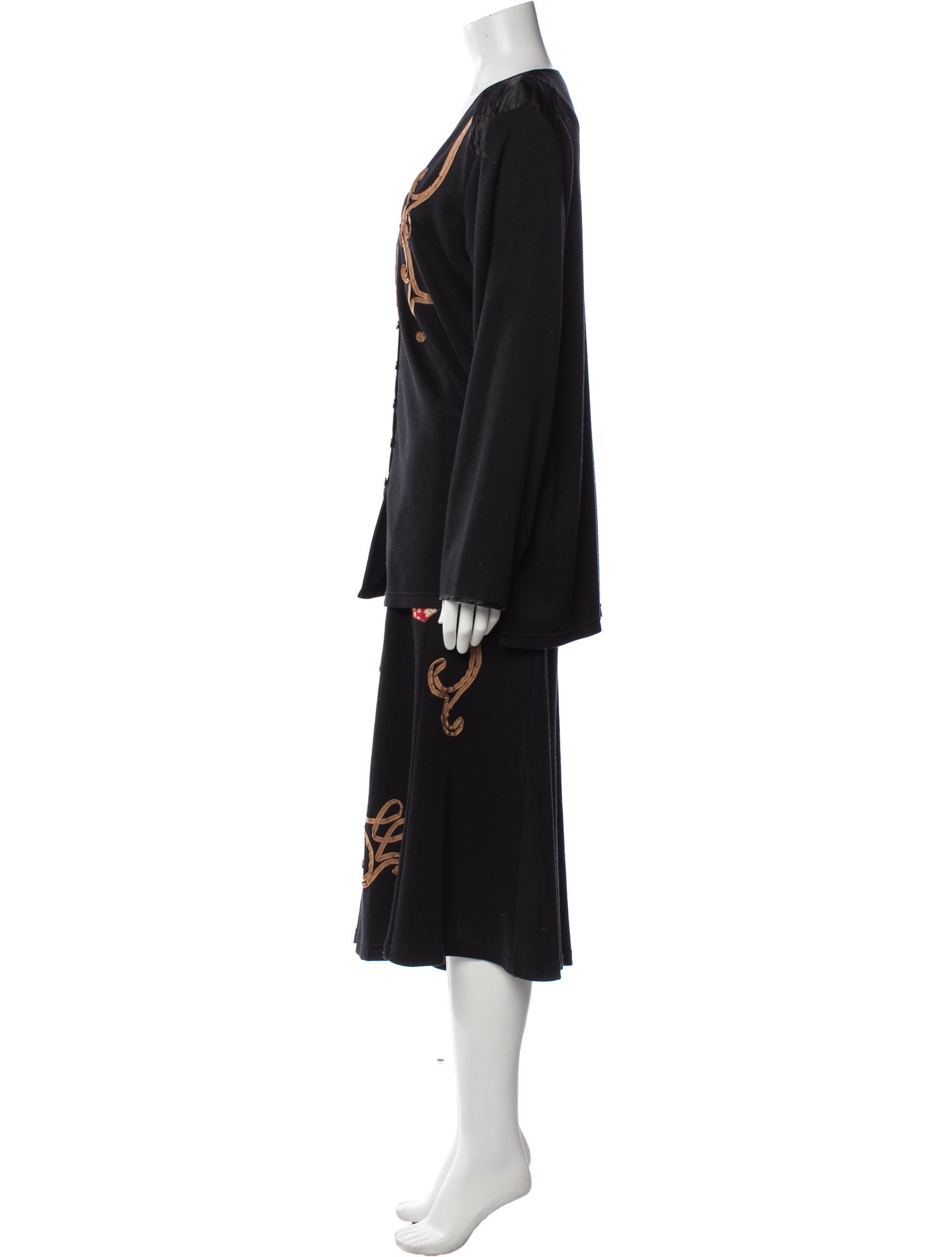 Koos Van Den Akker Printed Embroidered Accent Skirt Set