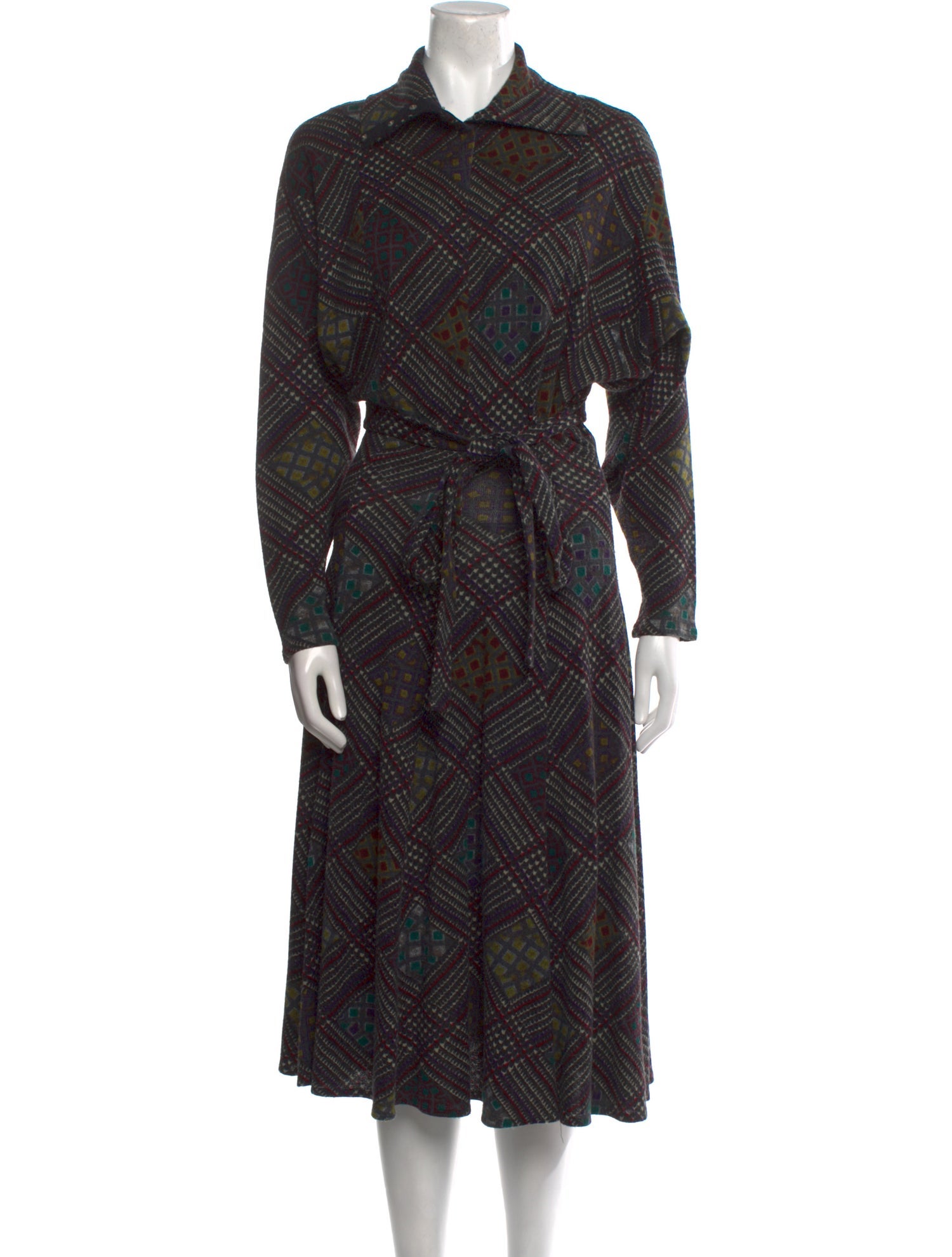 Koos Van Den Akker Plaid Print Midi Length Dress