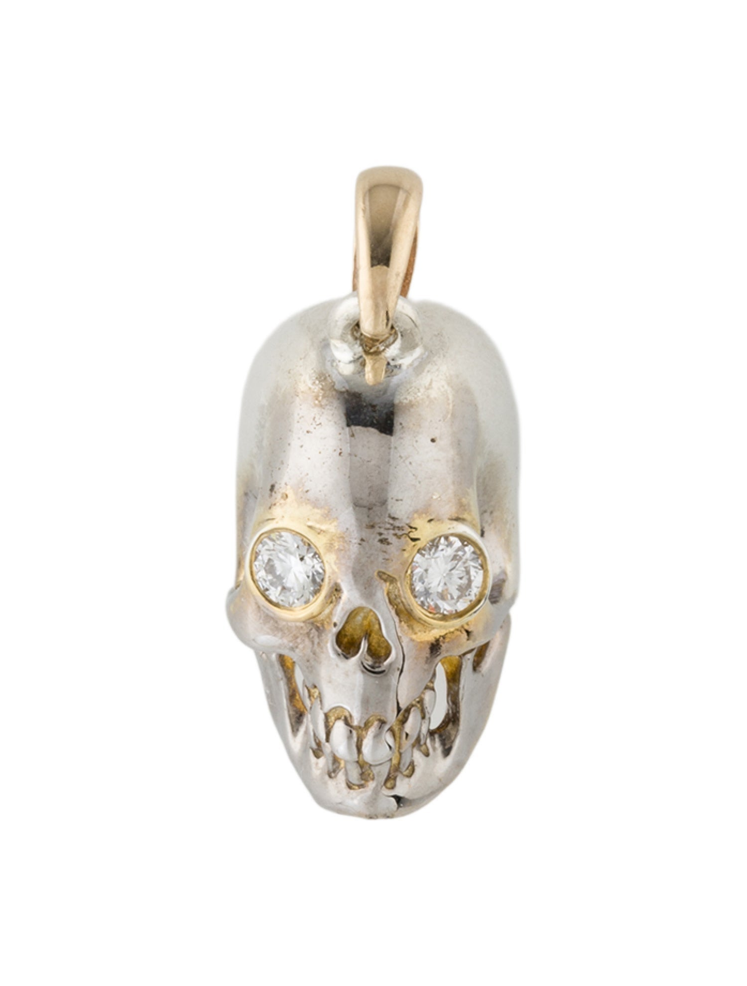Kristin Hanson Two-Tone Lab-Grown Diamond Skull Charm Pendant