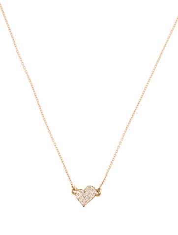 Monica Rich Kosann Pendant Necklace 18K Diamond Mini Heart "Love"