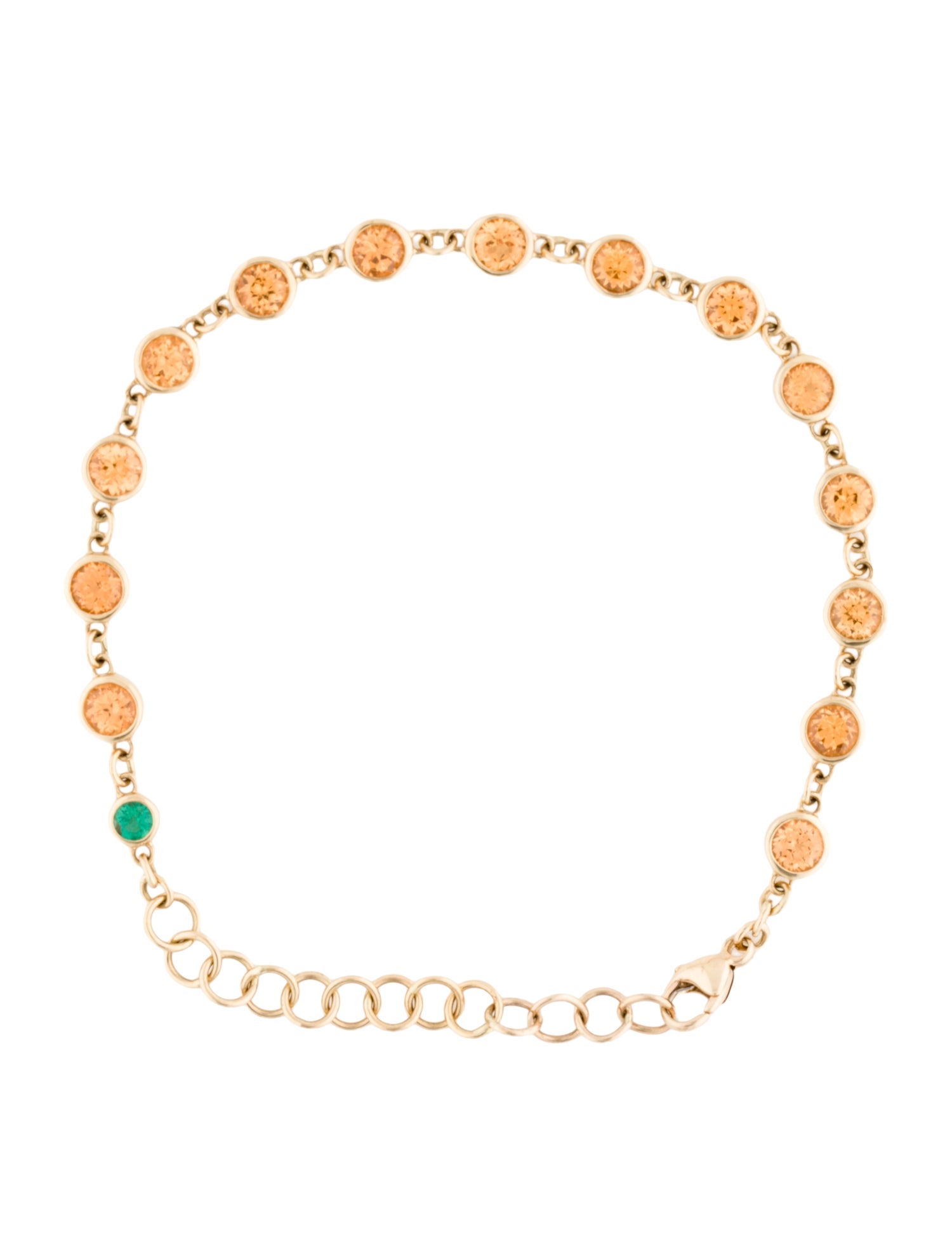 Monica Rich Kosann 18K 4.34ctw Spessartine Garnet & Emerald Tennis Bracelet