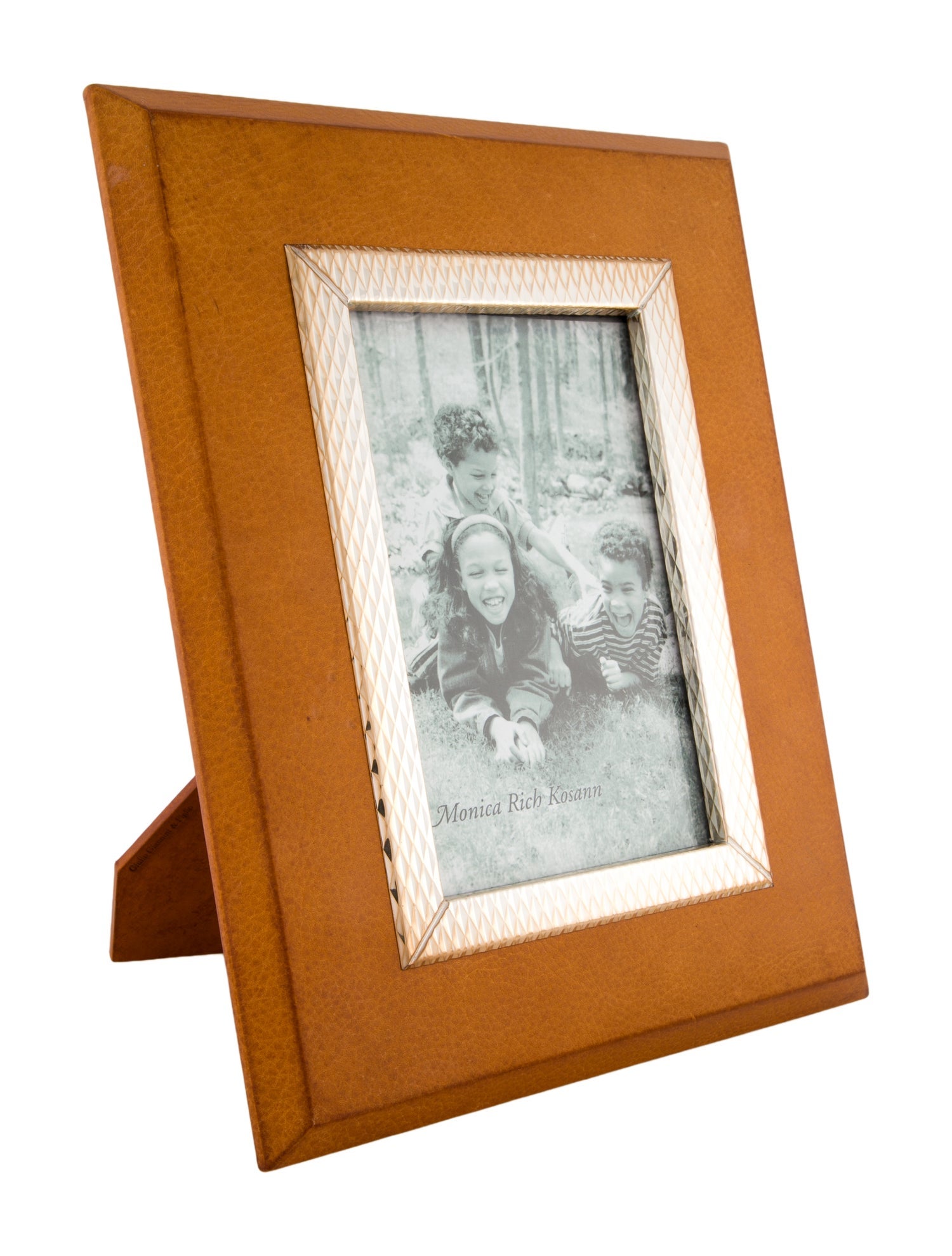 Monica Rich Kosann Leather and Metal Picture Frame