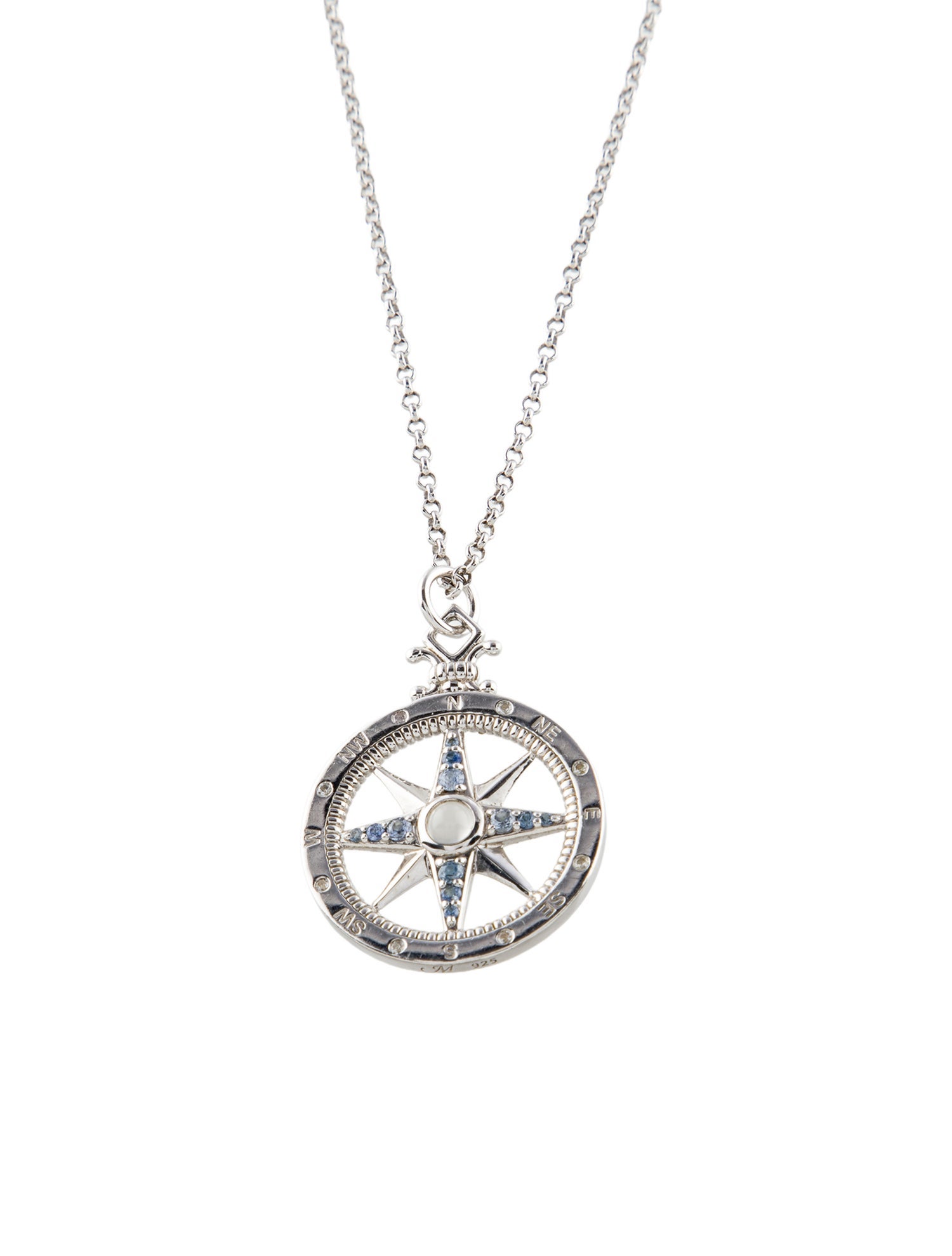 Monica Rich Kosann Sapphire & Moonstone 'Adventure' Global Compass Pendant Necklace