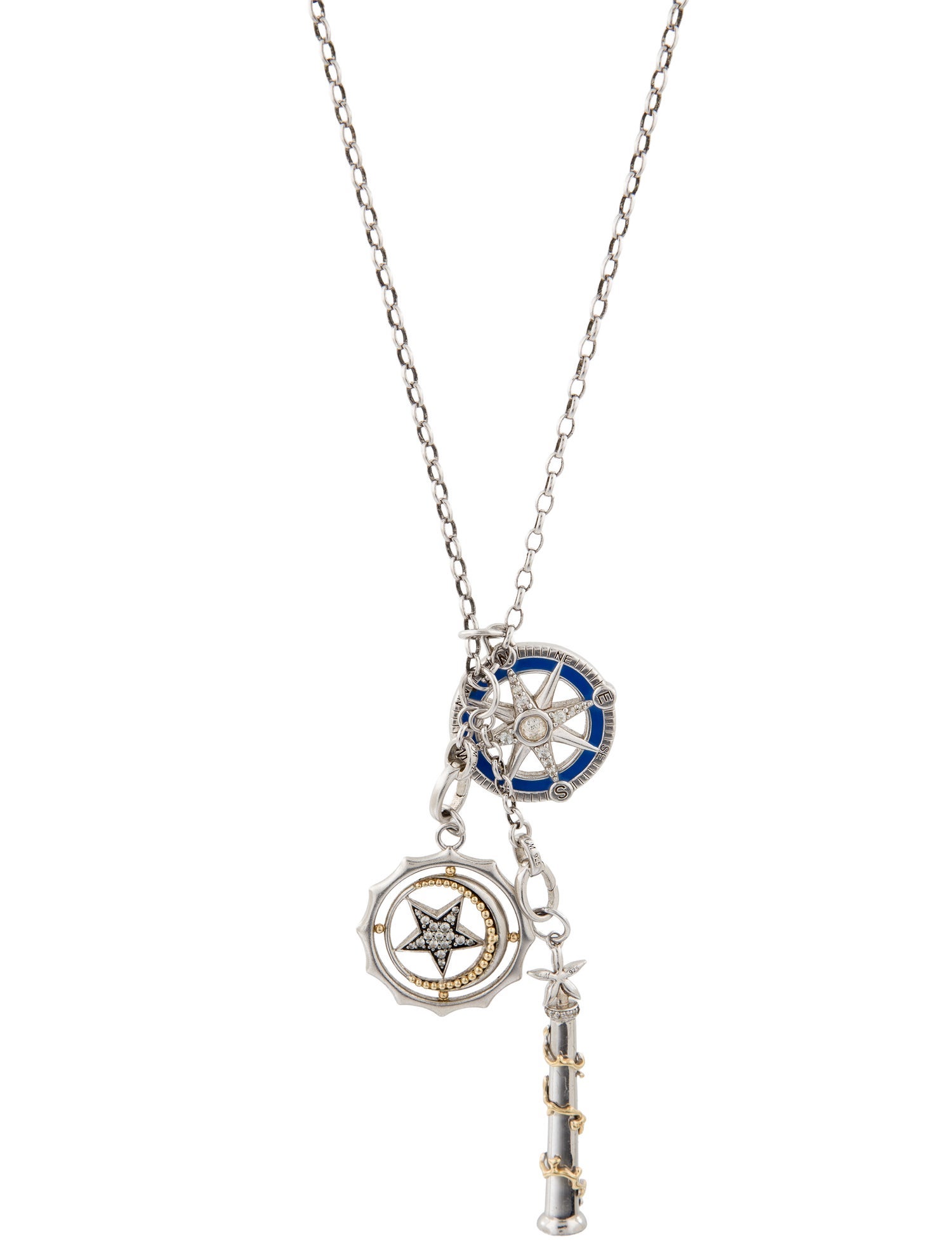 Monica Rich Kosann Colorless Sapphire Enamel Adventure Pendant Necklace