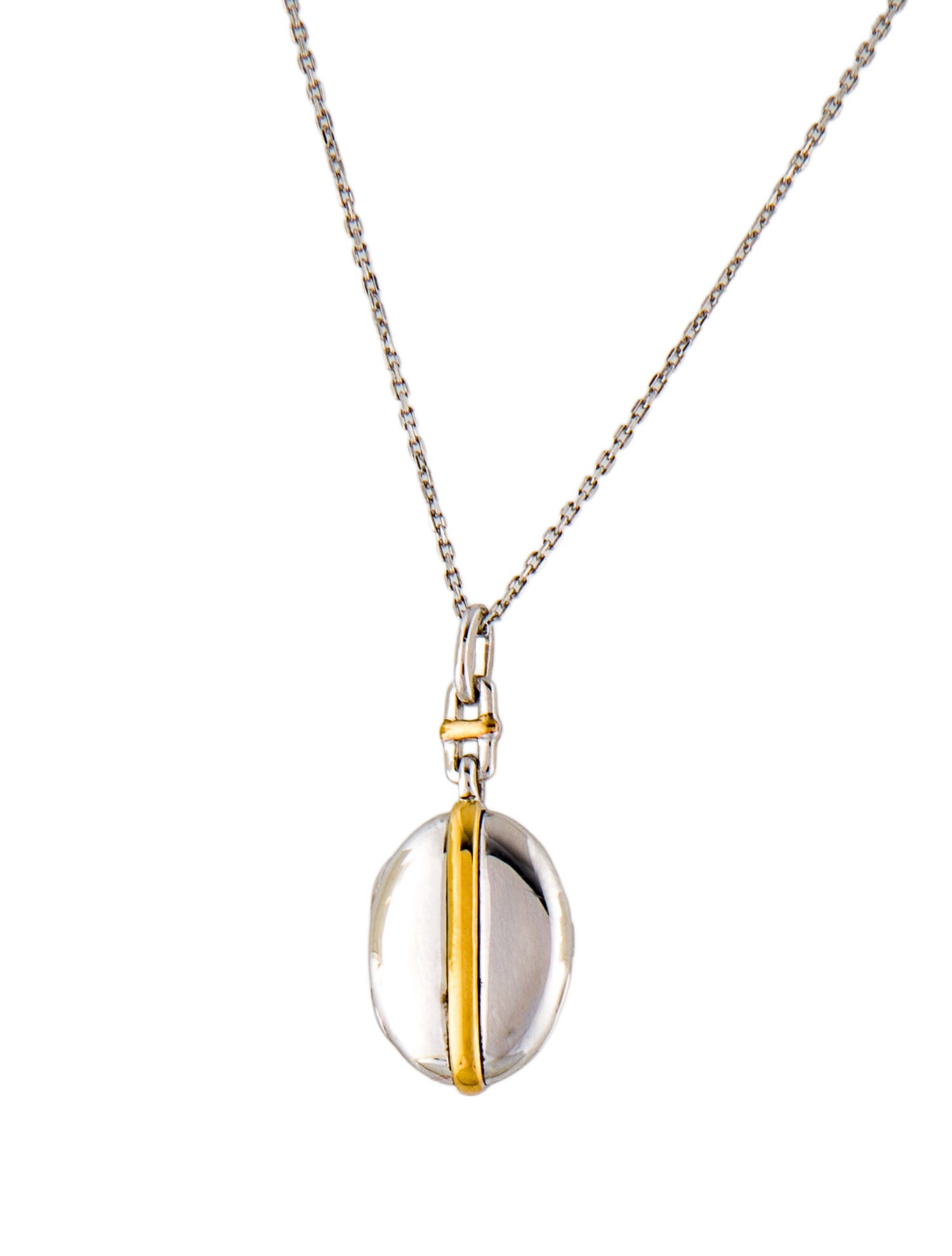 Monica Rich Kosann Two-Tone Slim Oval "Tess" Locket Pendant Necklace