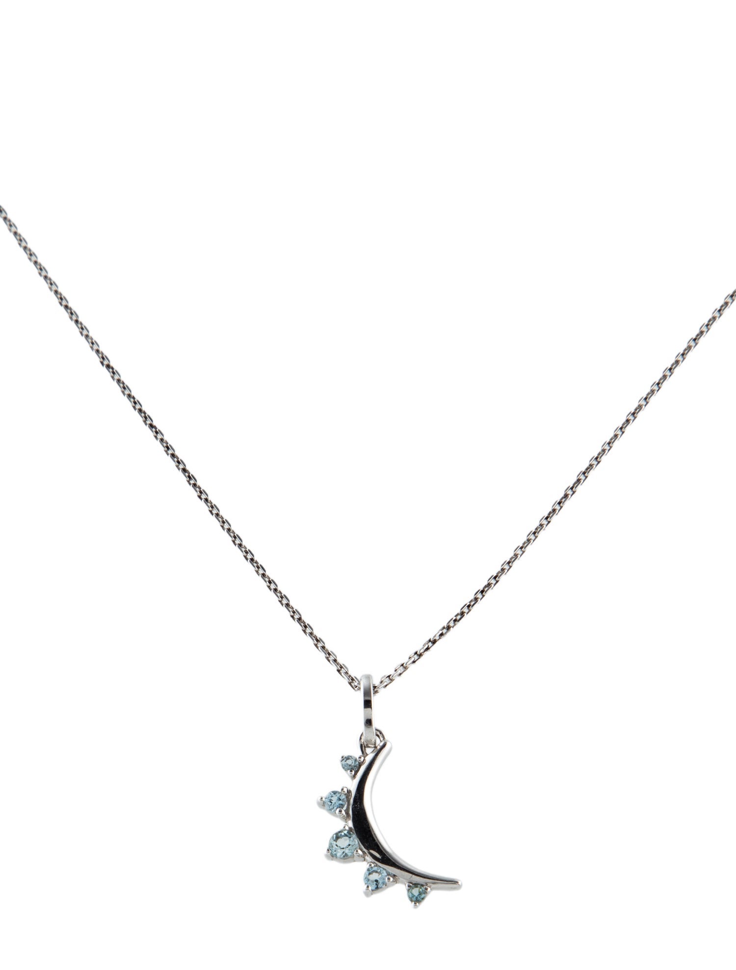 Monica Rich Kosann Aquamarine Mini Moon Birthstone Pendant Necklace