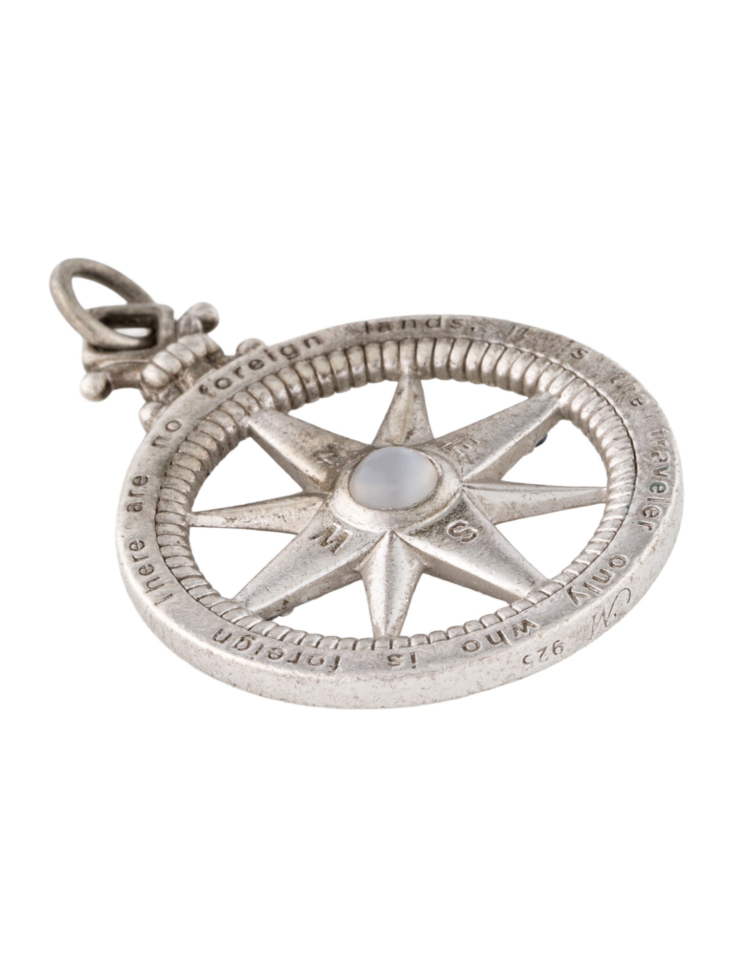 Monica Rich Kosann Sapphire & Moonstone "Adventure" Global Compass Charm
