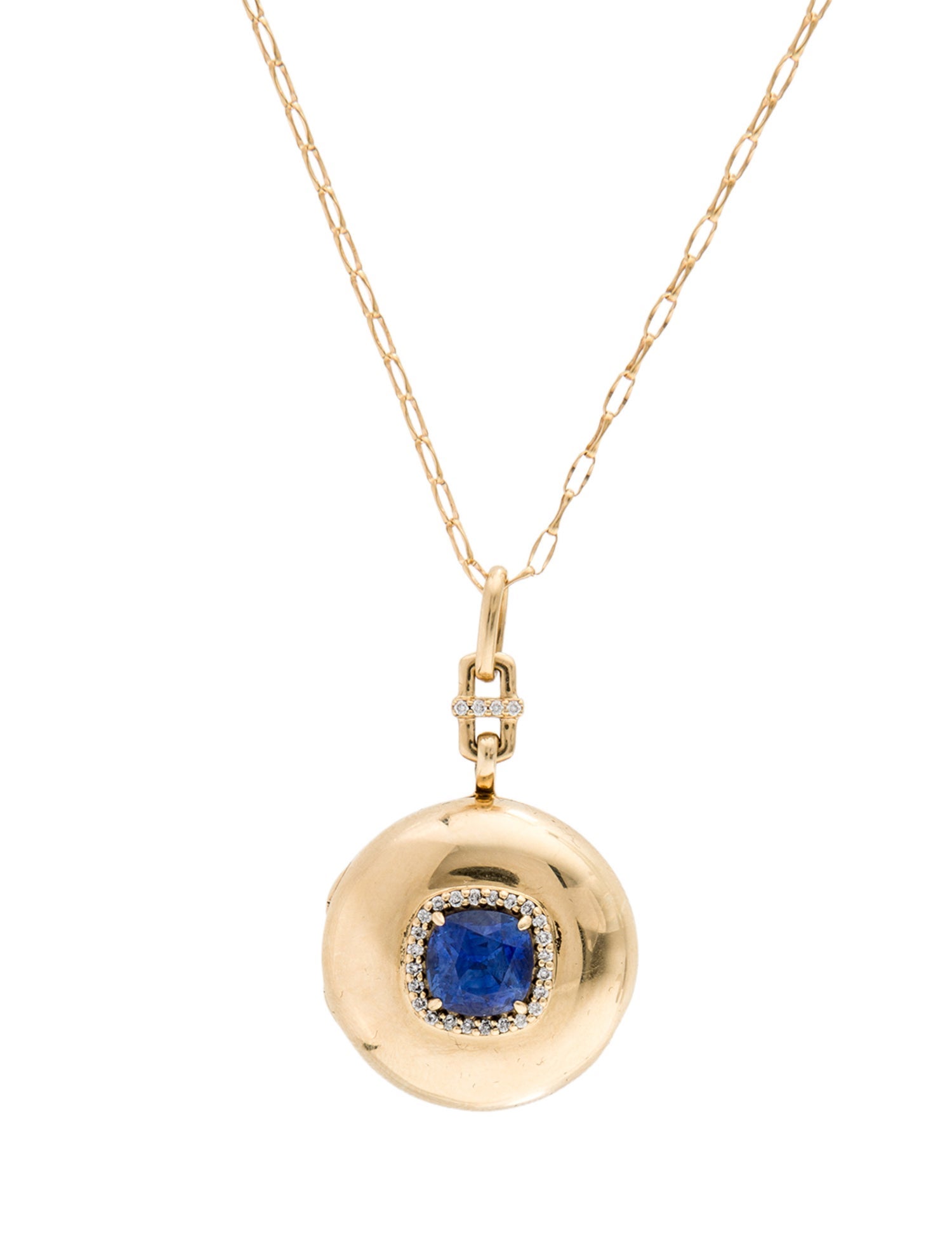Monica Rich Kosann 18K Sapphire & Diamond Locket Necklace