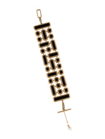 Monica Rich Kosann 18K 37.84ctw Nephrite & Diamond Mosaic 3 Row Link Bracelet