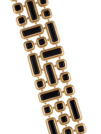 Monica Rich Kosann 18K 37.84ctw Nephrite & Diamond Mosaic 3 Row Link Bracelet