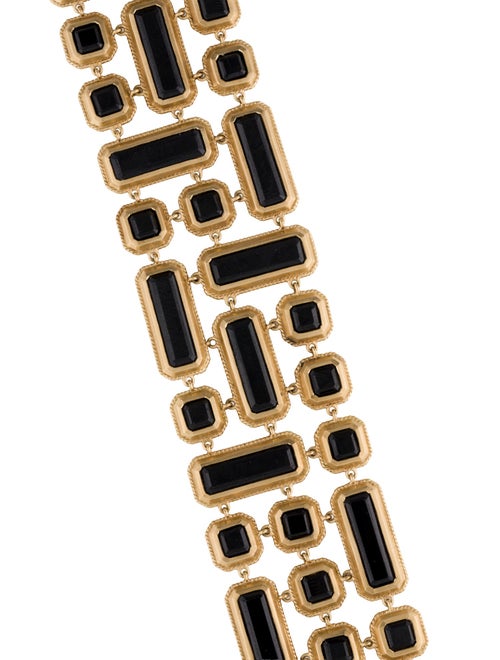 Monica Rich Kosann 18K 37.84ctw Nephrite & Diamond Mosaic 3 Row Link Bracelet