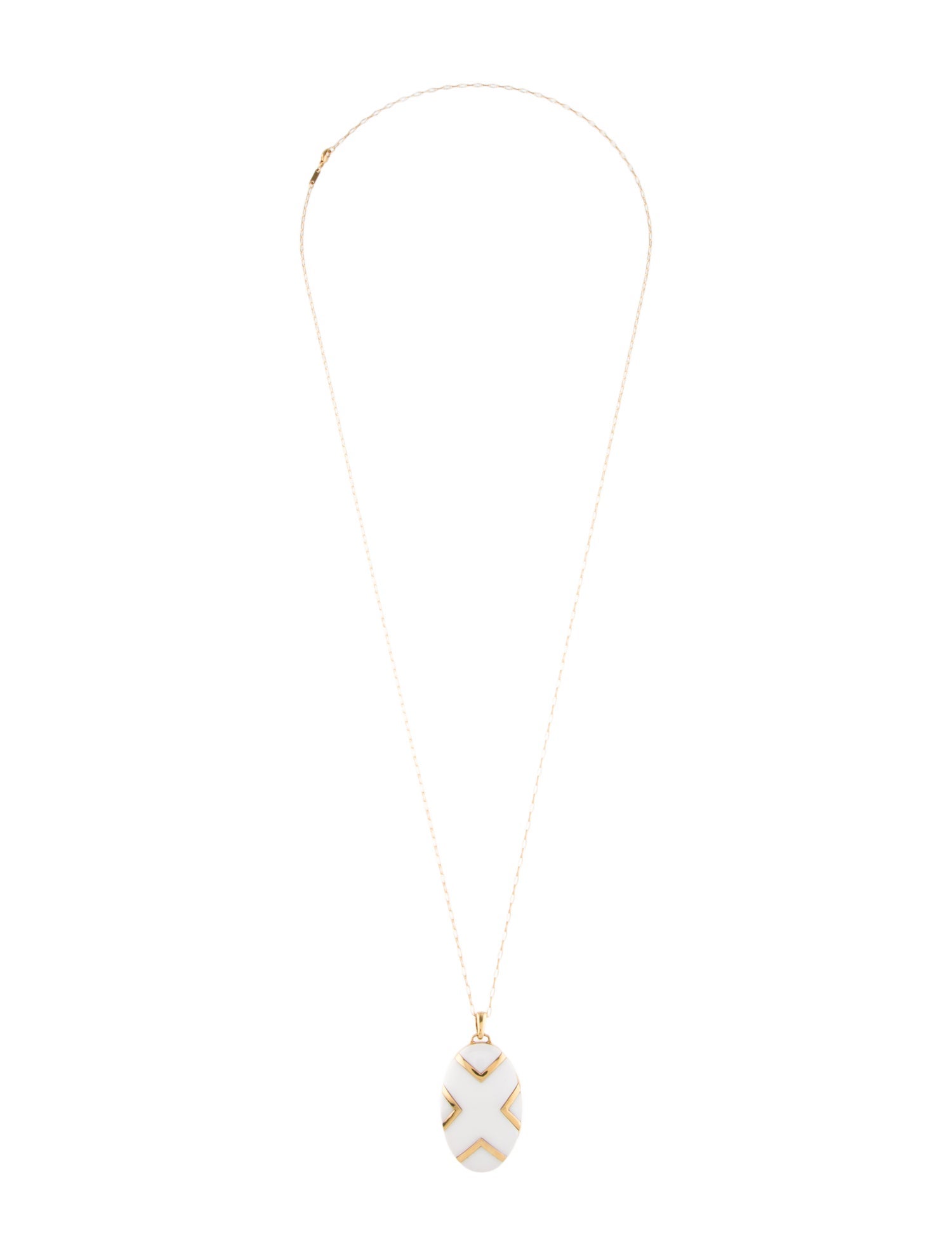 Monica Rich Kosann 18K Ceramic X Locket Pendant Necklace