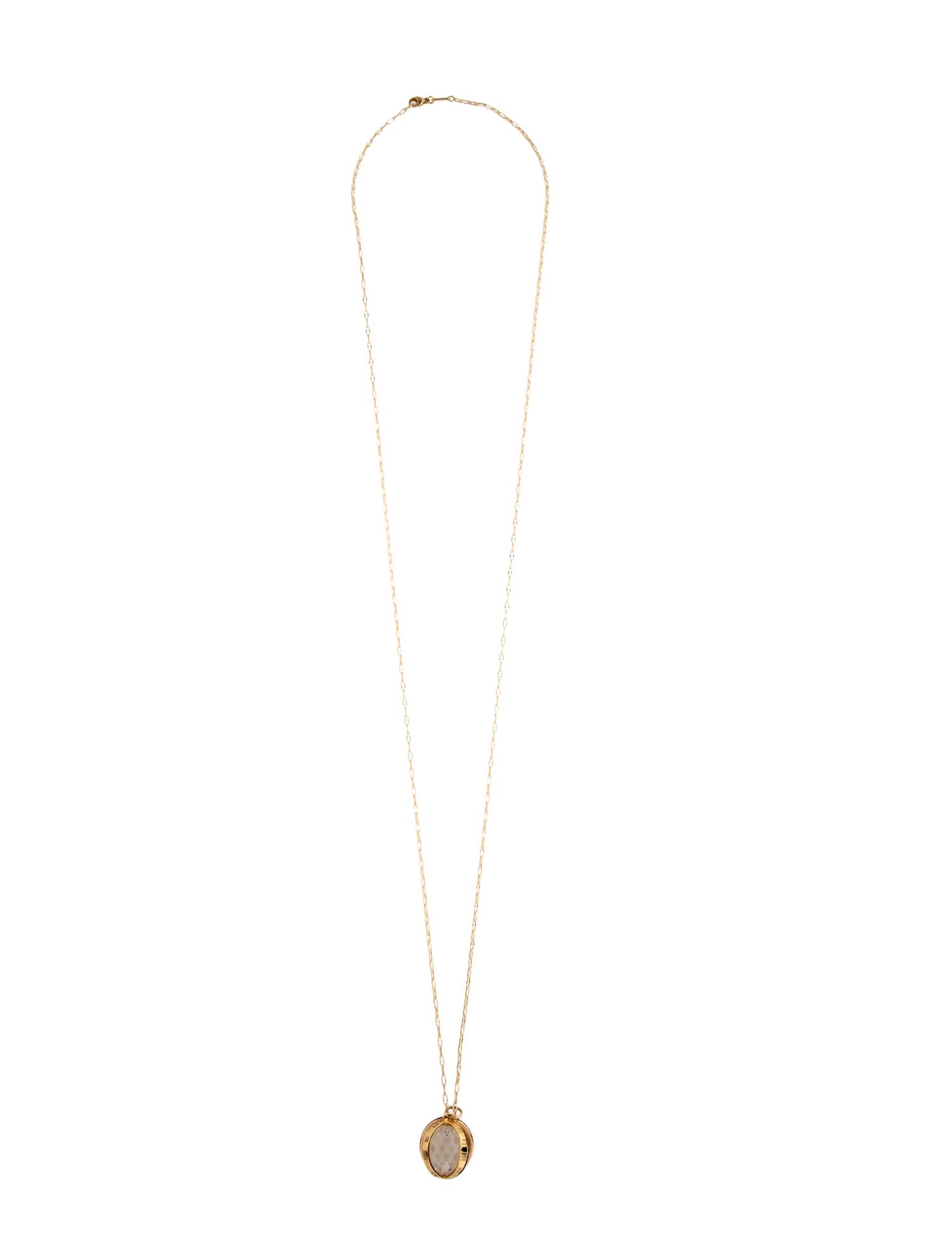 Monica Rich Kosann 18K Rock Crystal 'Carpe Diem' Pendant Necklace with 'Luck' Ruby Poesy Ring Charm