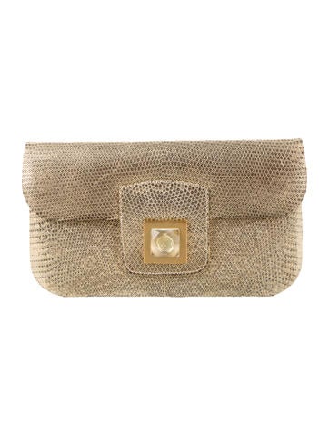 Kara Ross Metallic Lizard Clutch
