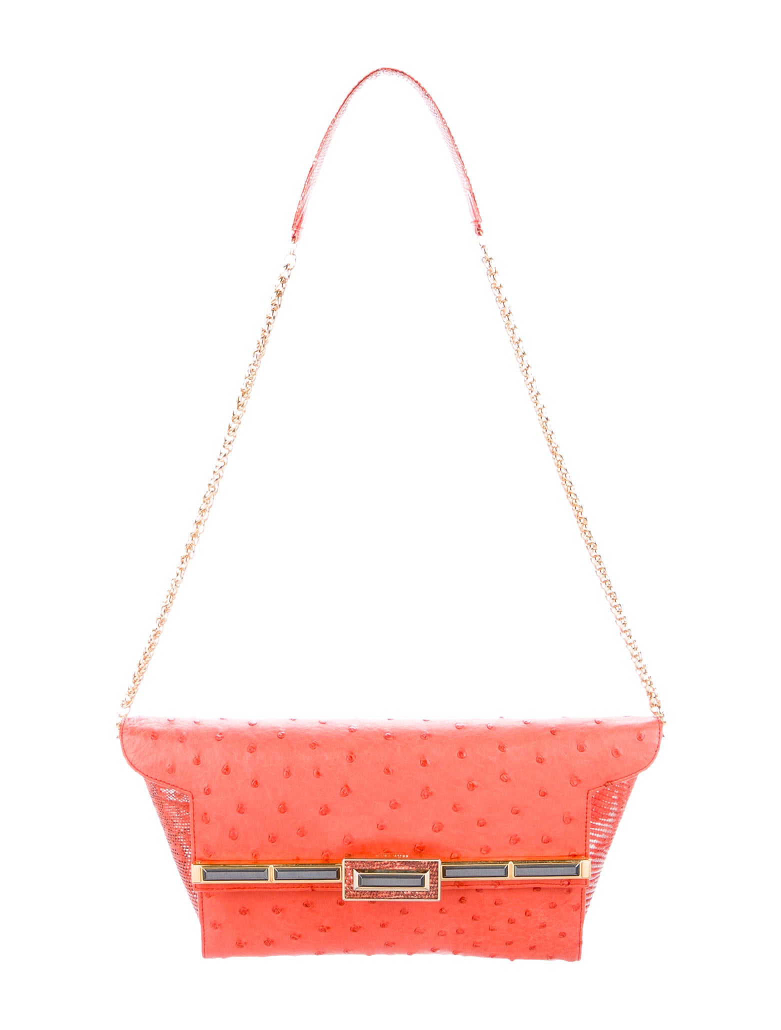 kara ross karung-trimmed ostrich shoulder bag