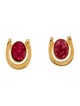 Kara Ross Red Stone Horse shoe Stud Earrings