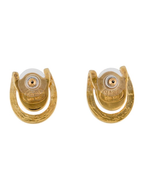 Kara Ross Red Stone Horse shoe Stud Earrings