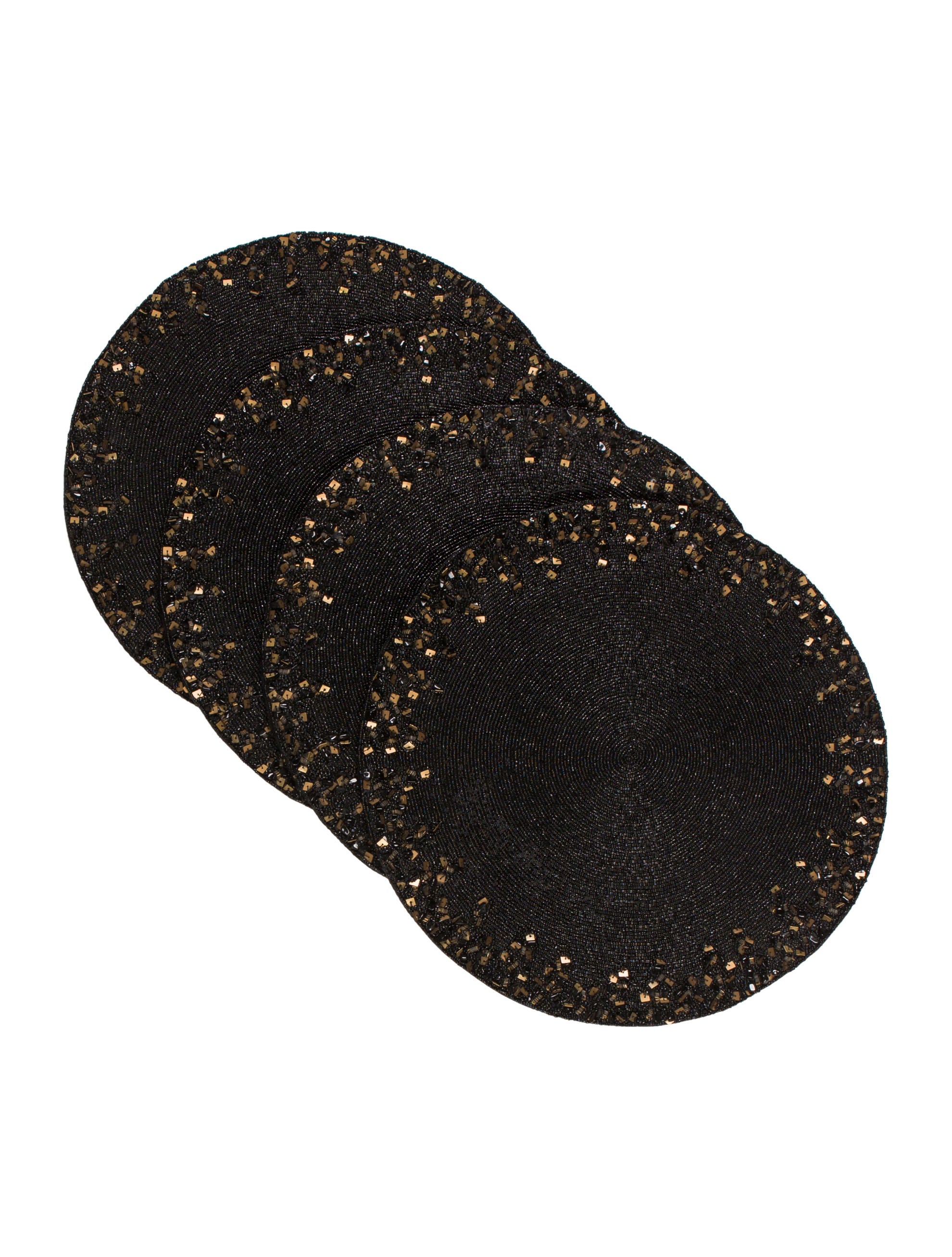 Kim Seybert 4Piece Black Beaded Placemats Black Table Linens