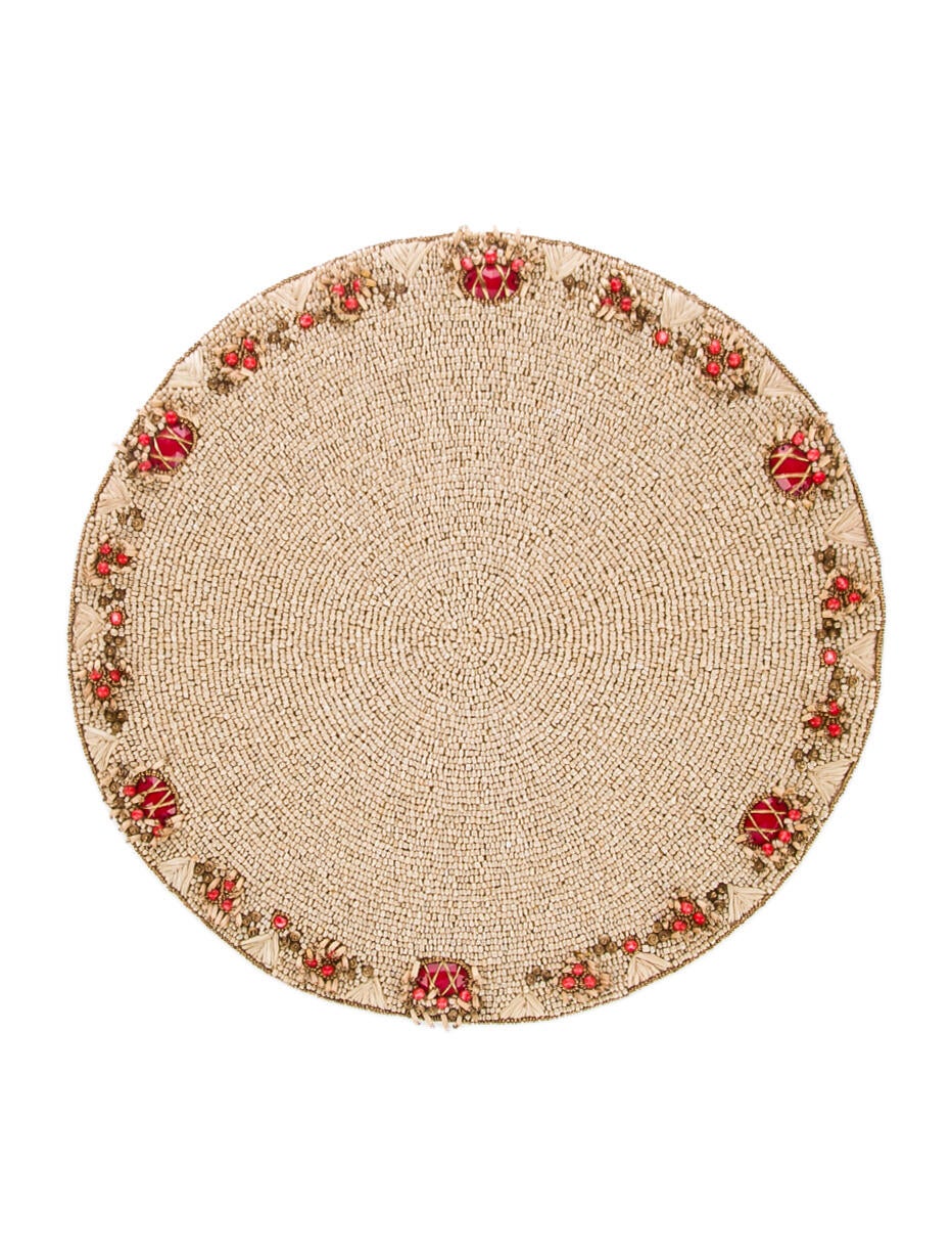Kim Seybert Beaded Placemat Brown Table Linens & Accessories