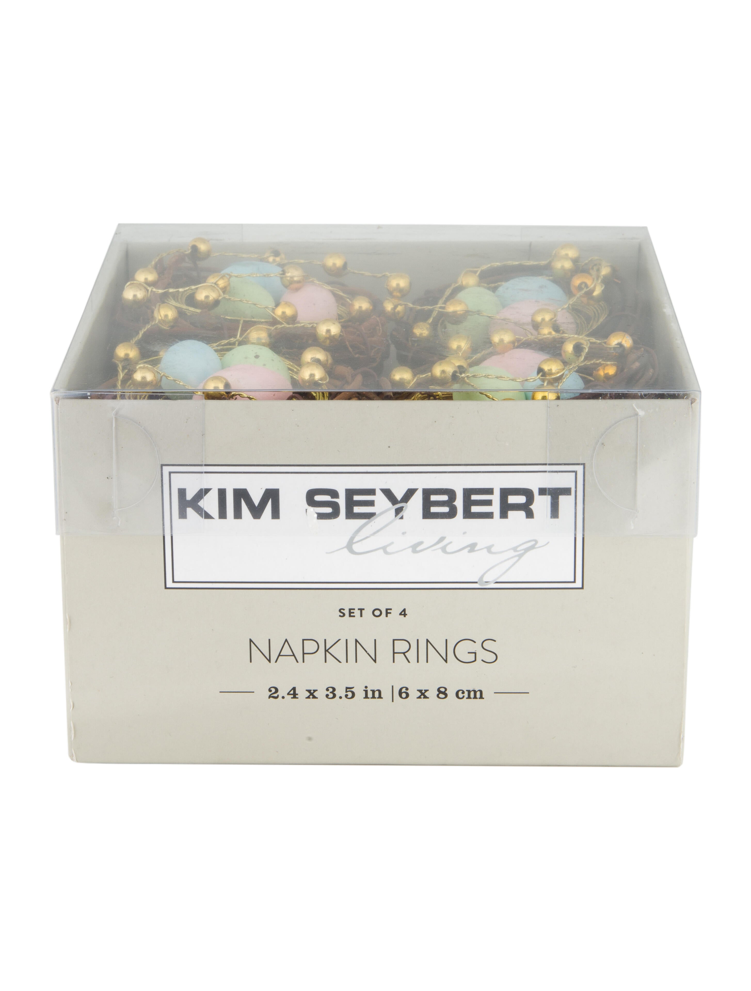 Kim Seybert Set Of 4 Easter Egg Nest Napkin Rings Blue Table Linens