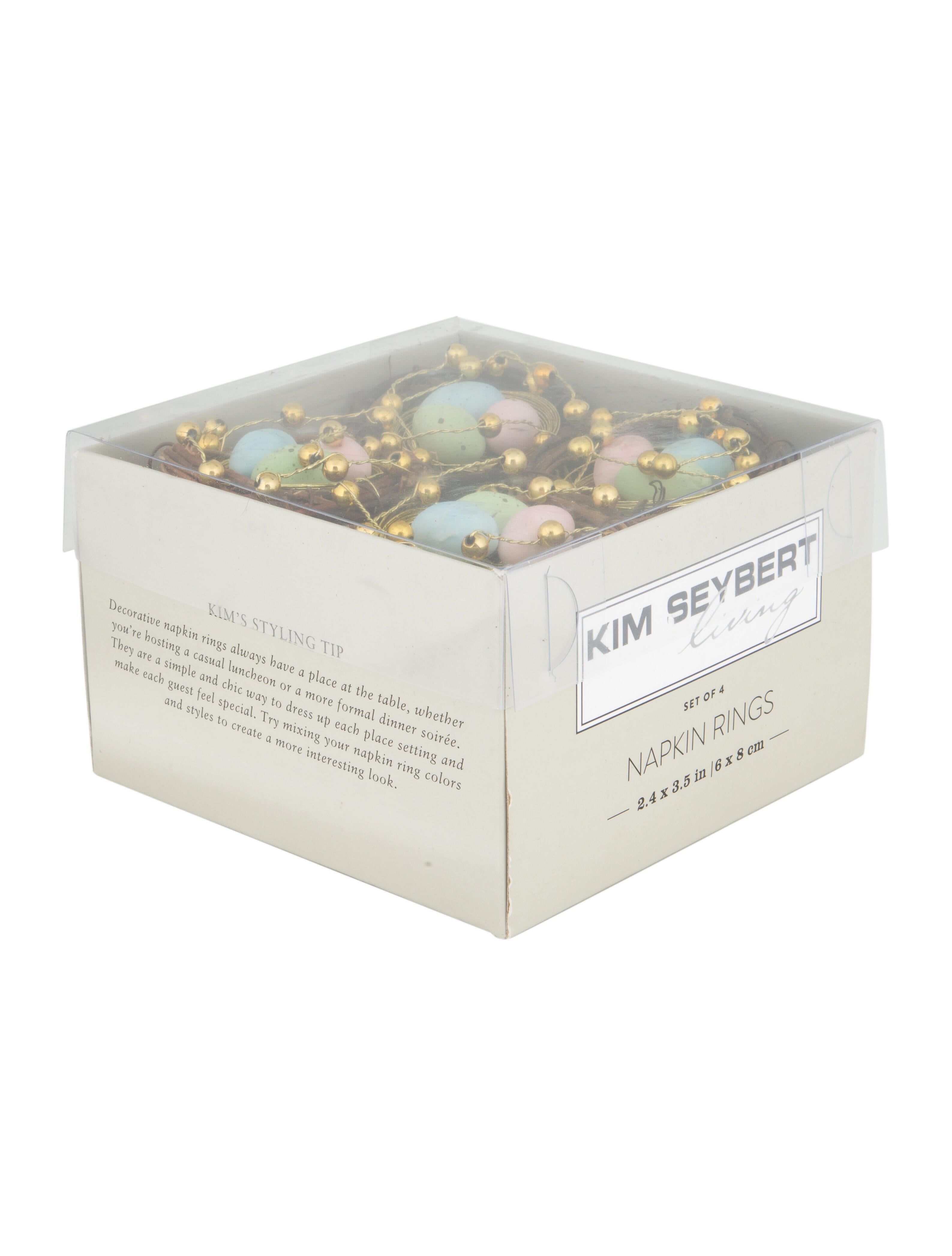 Kim Seybert Set Of 4 Easter Egg Nest Napkin Rings Blue Table Linens