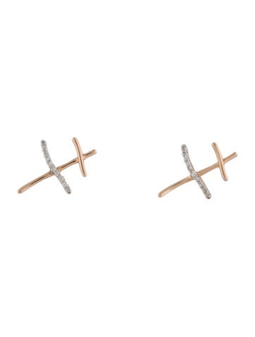 Kismet by Milka Stud 14K Diamond Cross Earrings