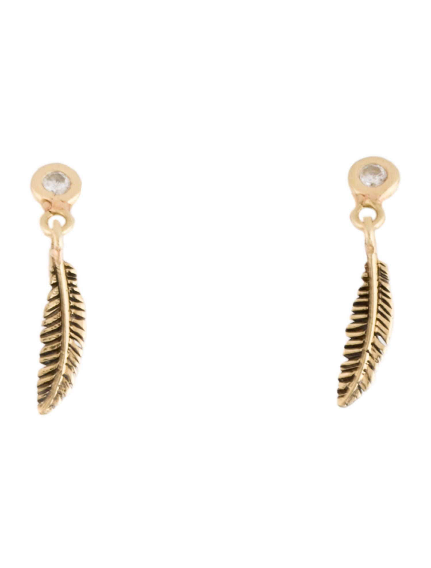 Kismet by Milka 14K Diamond Feather Drop Earrings