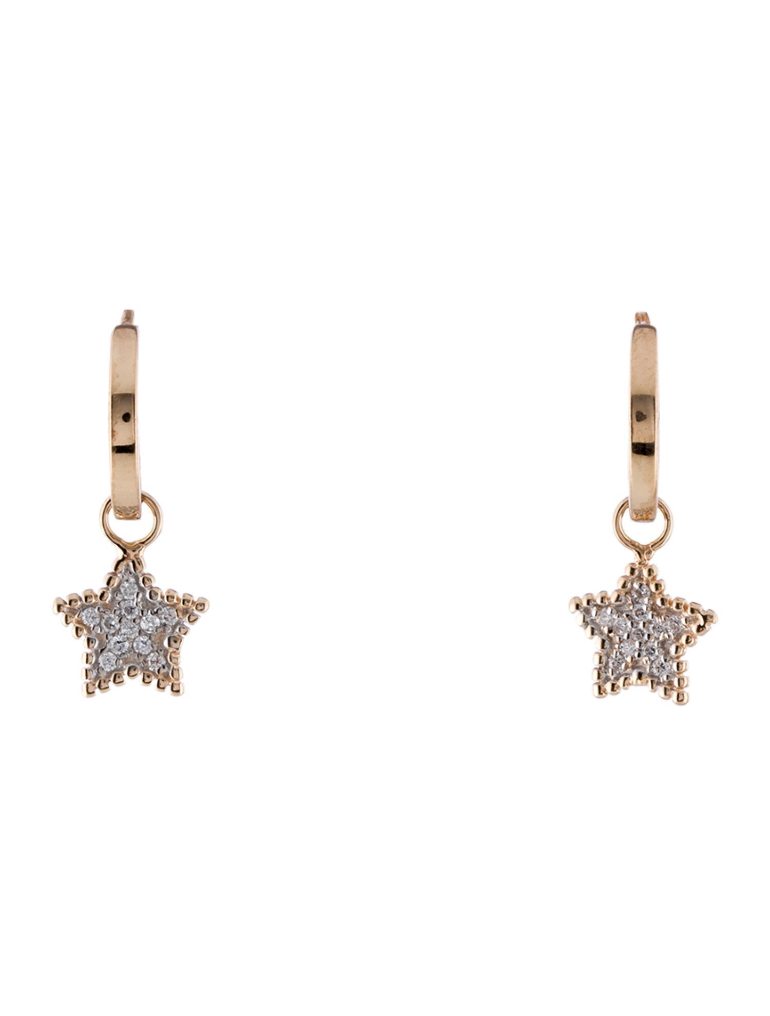 Kismet by Milka 14K Diamond Huggie Star Drop Earrings