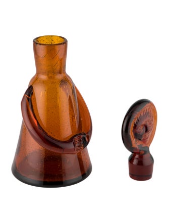 Kosta Boda Hoglund Erik Hglund Amber Blown Glass Lady People Figural Decanter
