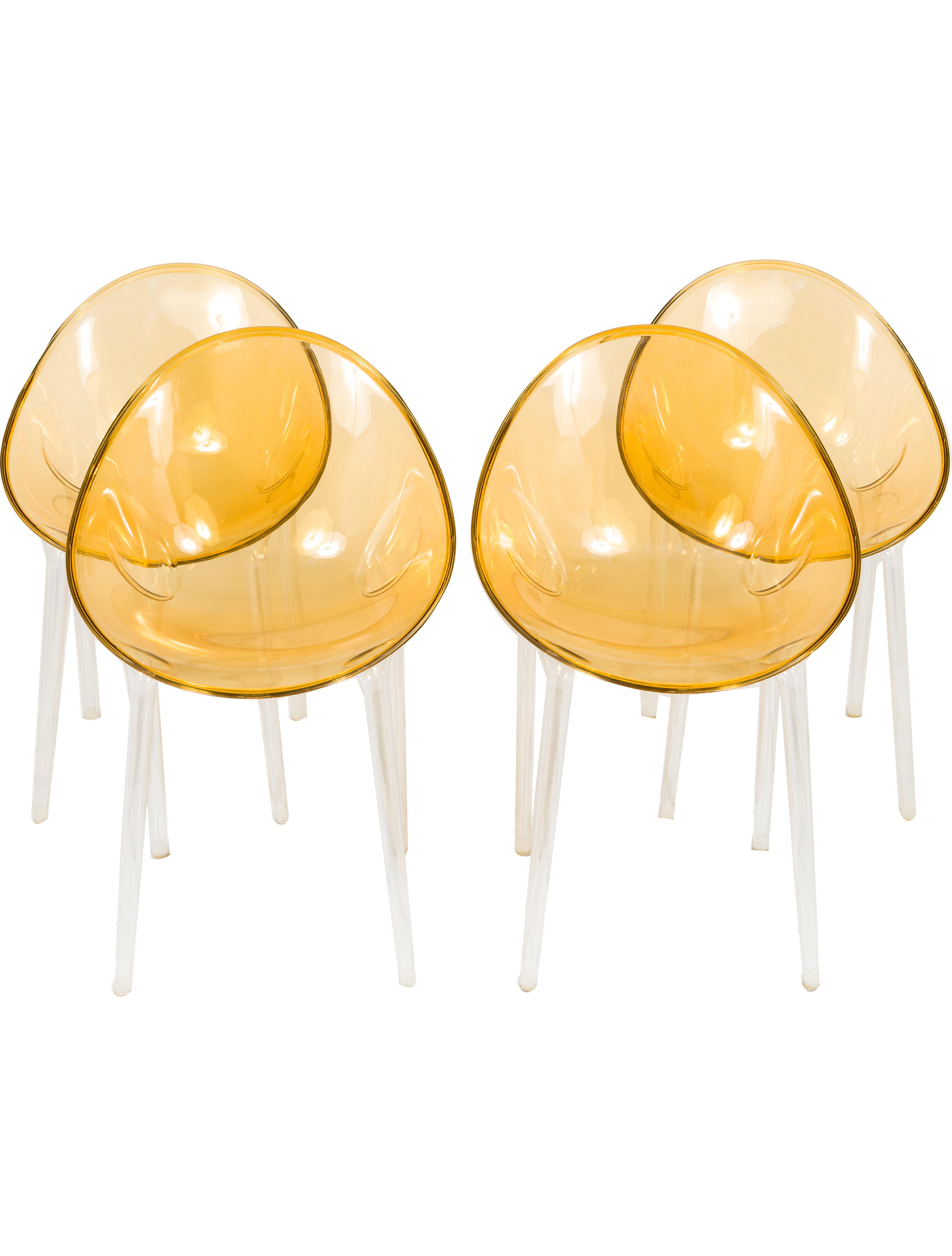 Kartell 4Piece Mr. Impossible Chairs Yellow Seating, Furniture