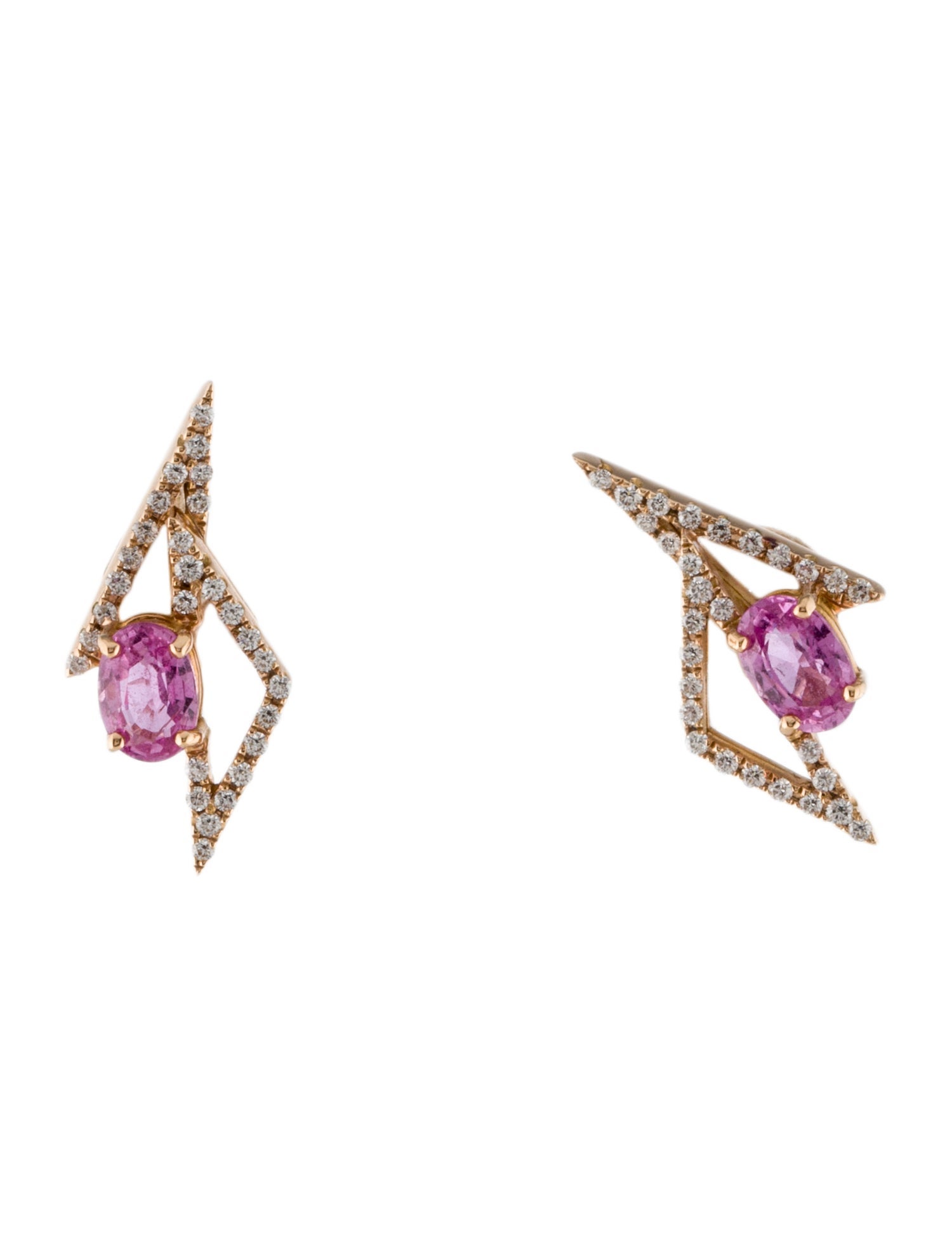 Kavant & Sharart 18K 1.25ctw Sapphire & Diamond Geometric Stud Earrings