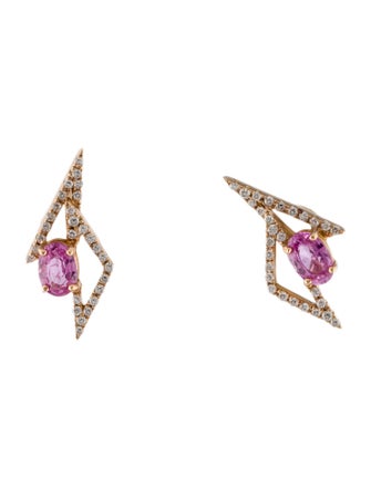 Kavant & Sharart 18K 1.25ctw Sapphire & Diamond Geometric Stud Earrings