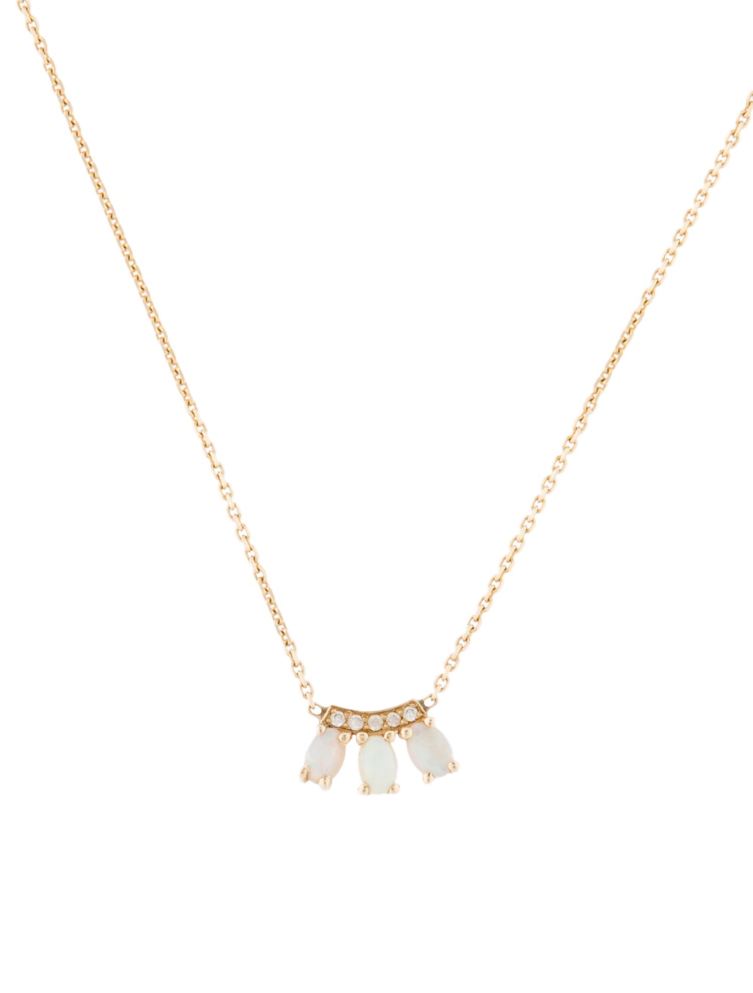 Jennie Kwon Designs 14K Opal & Diamond Trio Necklace