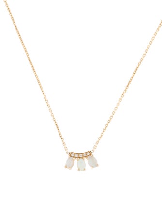 Jennie Kwon Designs 14K Opal & Diamond Trio Necklace