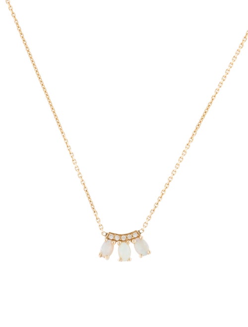 Jennie Kwon Designs 14K Opal & Diamond Trio Necklace