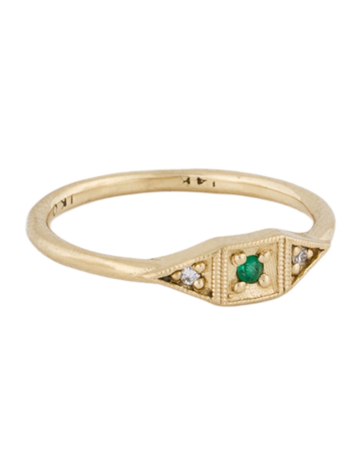 Jennie Kwon Designs 14K Emerald & Diamond Baby Deco Ring